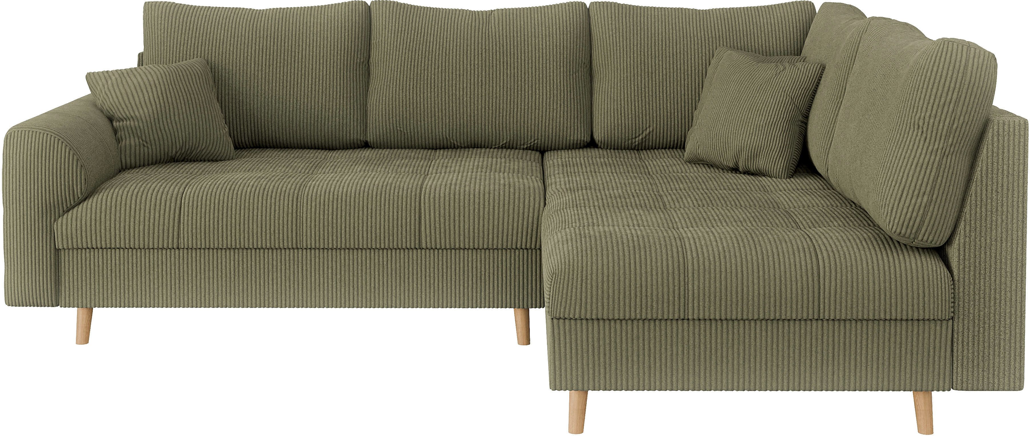 Home affaire Hoekbank CHARRE L-vorm met ottomane, afmetingen B/D/H: 231/161/81 cm fijne stiksels, losse rug- en sierkussens, ook in cord en bouclé