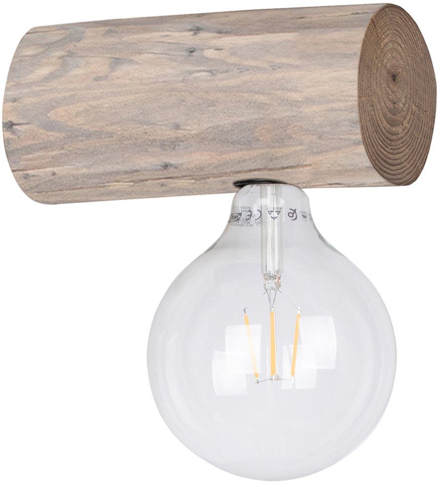 SPOT Light Wandlamp TRABO SIMPLE Houten balk van massief grenenhout Ø 8-12 cm, hout grijs gebeitst, bijpassende LM E27/exclusief, Made in Europe