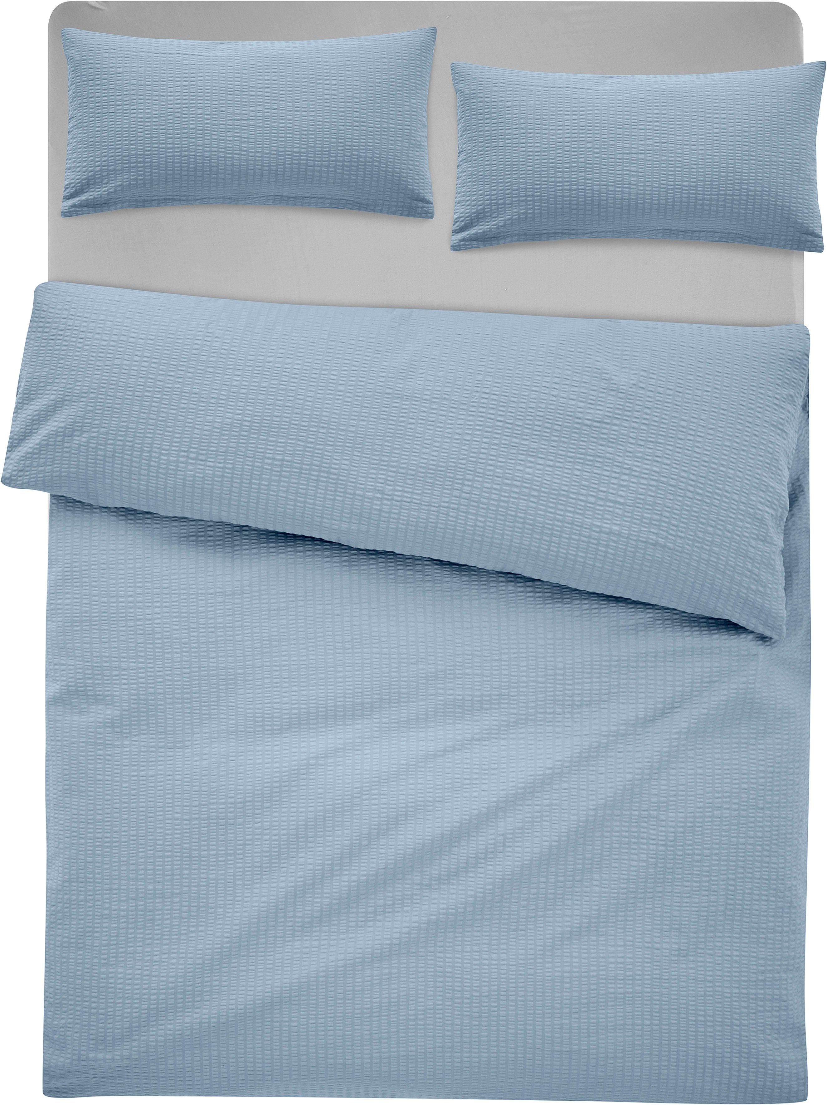 andas Overtrekset Sari2 in mt. 135x200 of 155x220 cm van katoen, uni dekbedovertrek in seersucker kwaliteit ideaal voor zomer (2-delig)