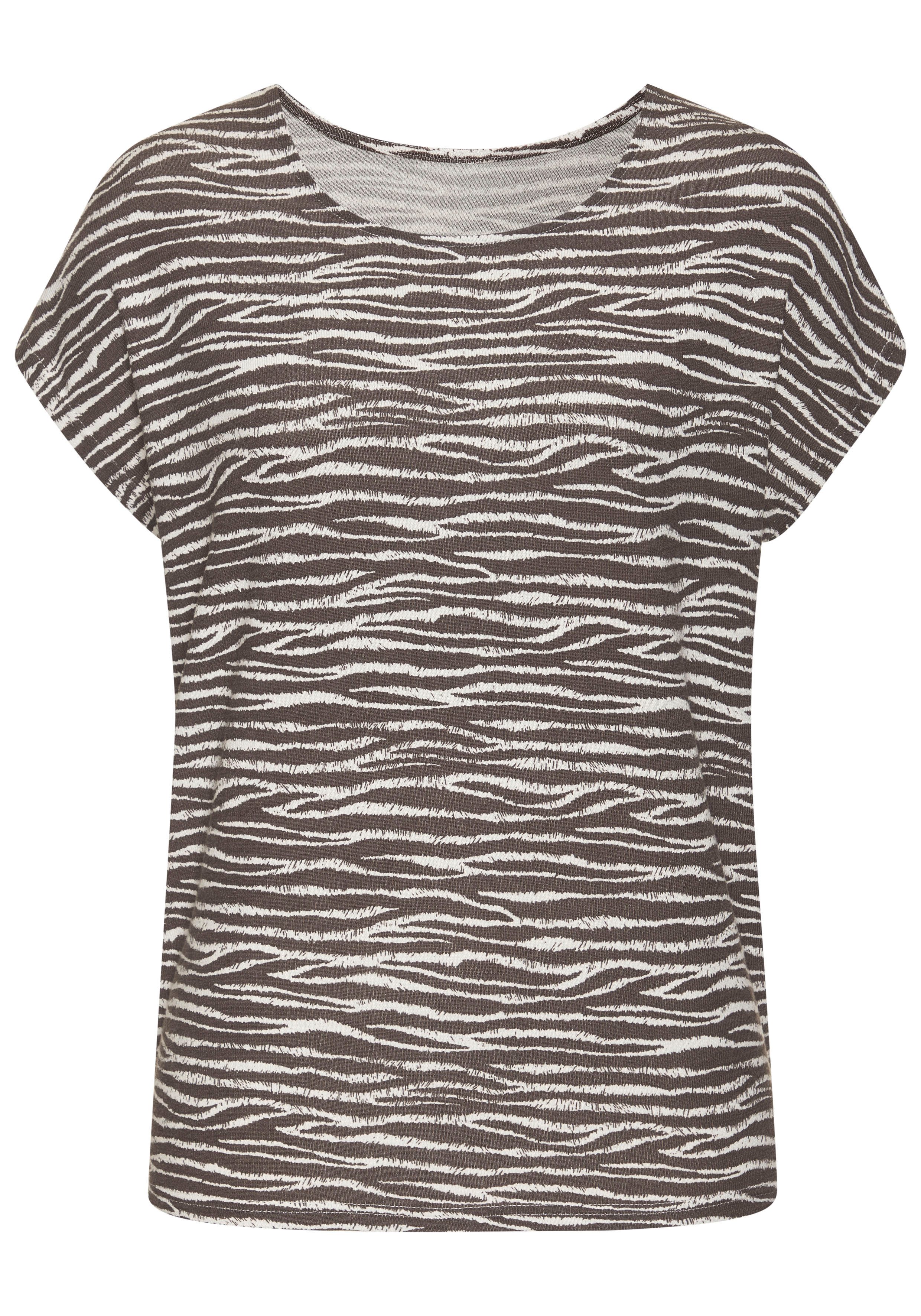 Lascana Shirt met korte mouwen Met modieus zebra-patroon
