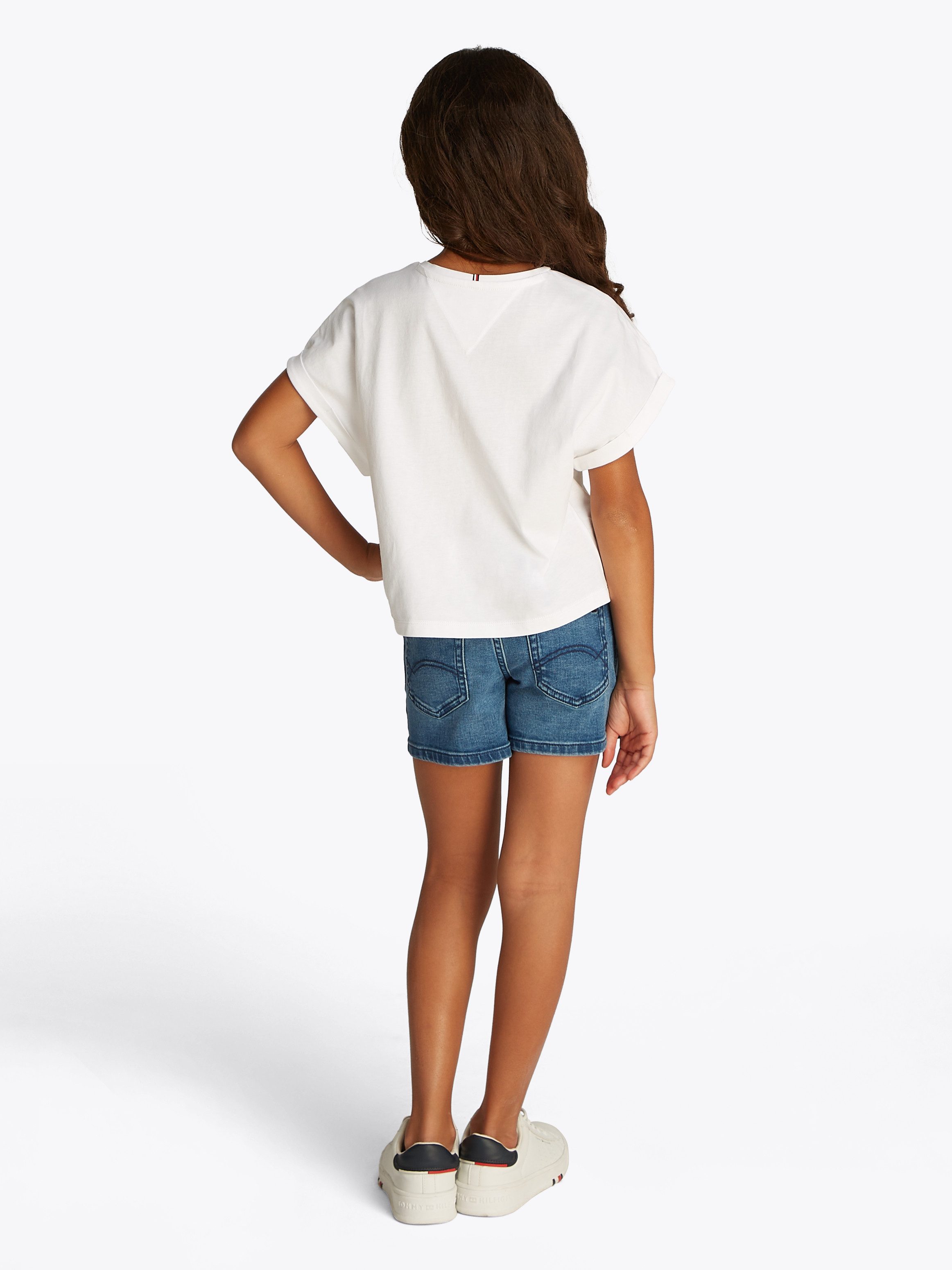 Tommy Hilfiger Shirt met korte mouwen HILFIGER SEQUINS FLAG TEE SS met pailletten, met logo-print