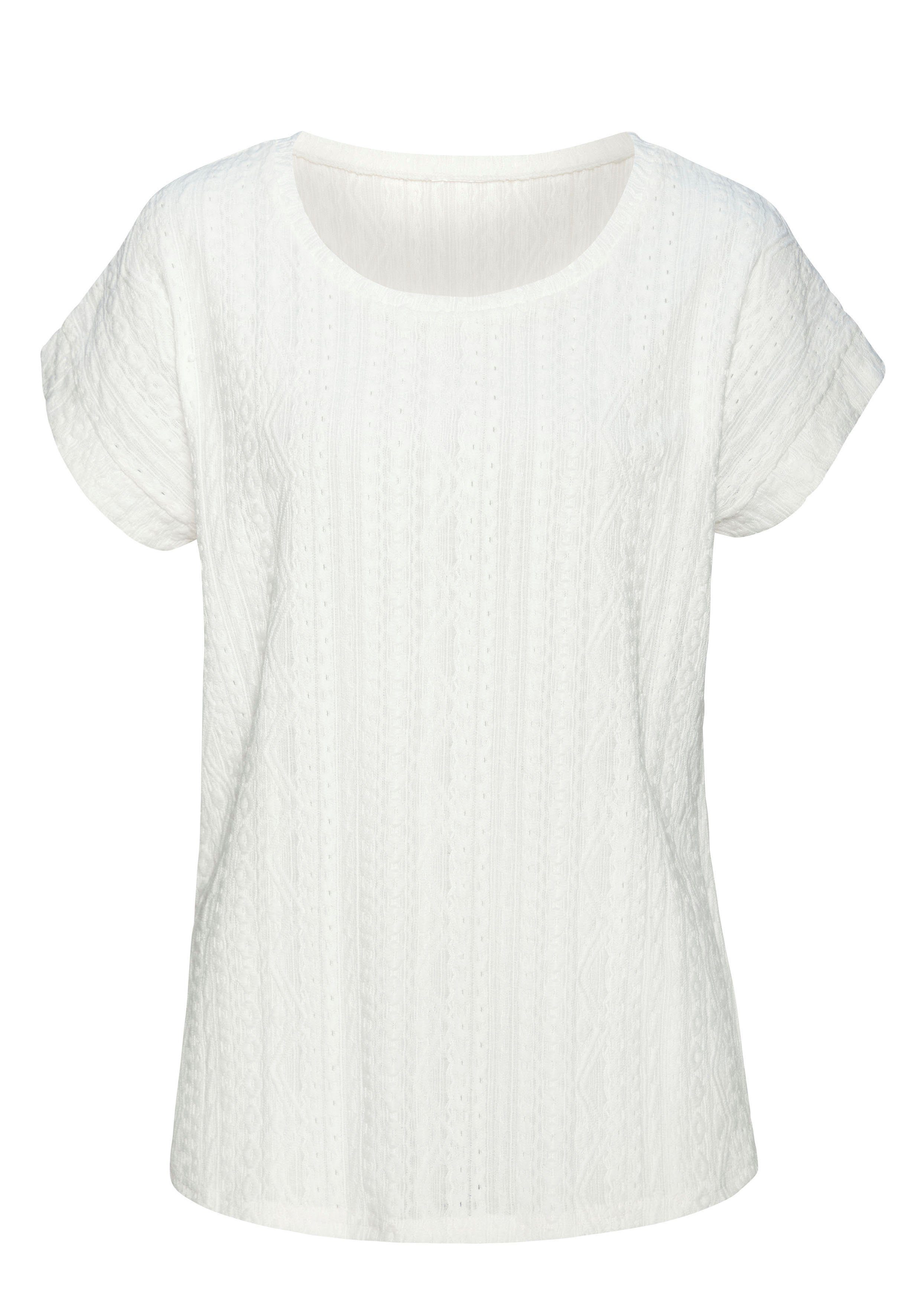 Vivance Shirt met korte mouwen Met modieus jacquardpatroon in een gemakkelijk te onderhouden kwaliteit (1-delig)