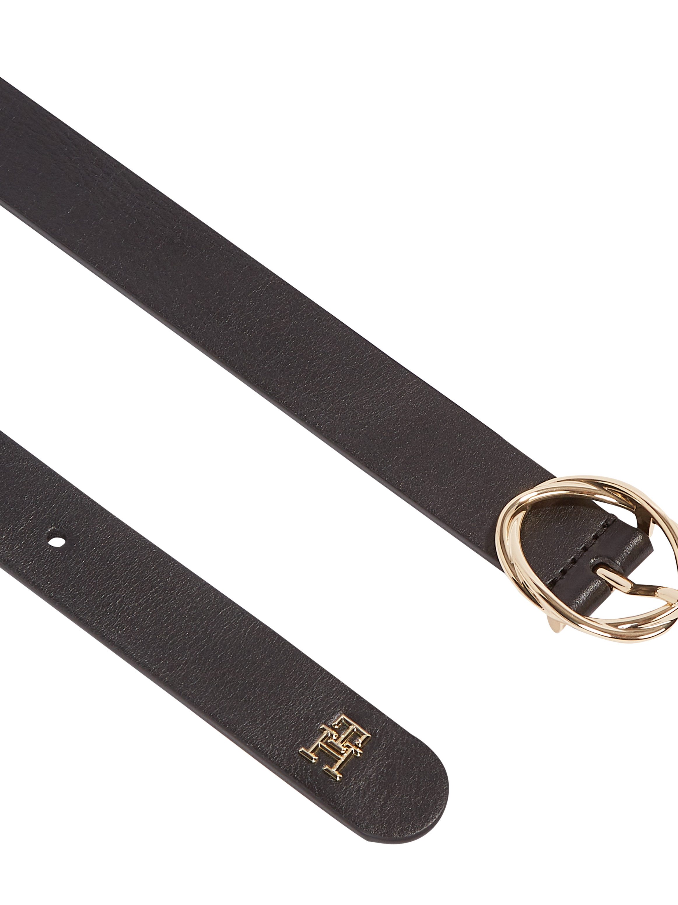 Tommy Hilfiger Leren riem TH CHIC 2.5 ovale eenvoudig pin sluiting, logo-embleem aan de riemuiteinde