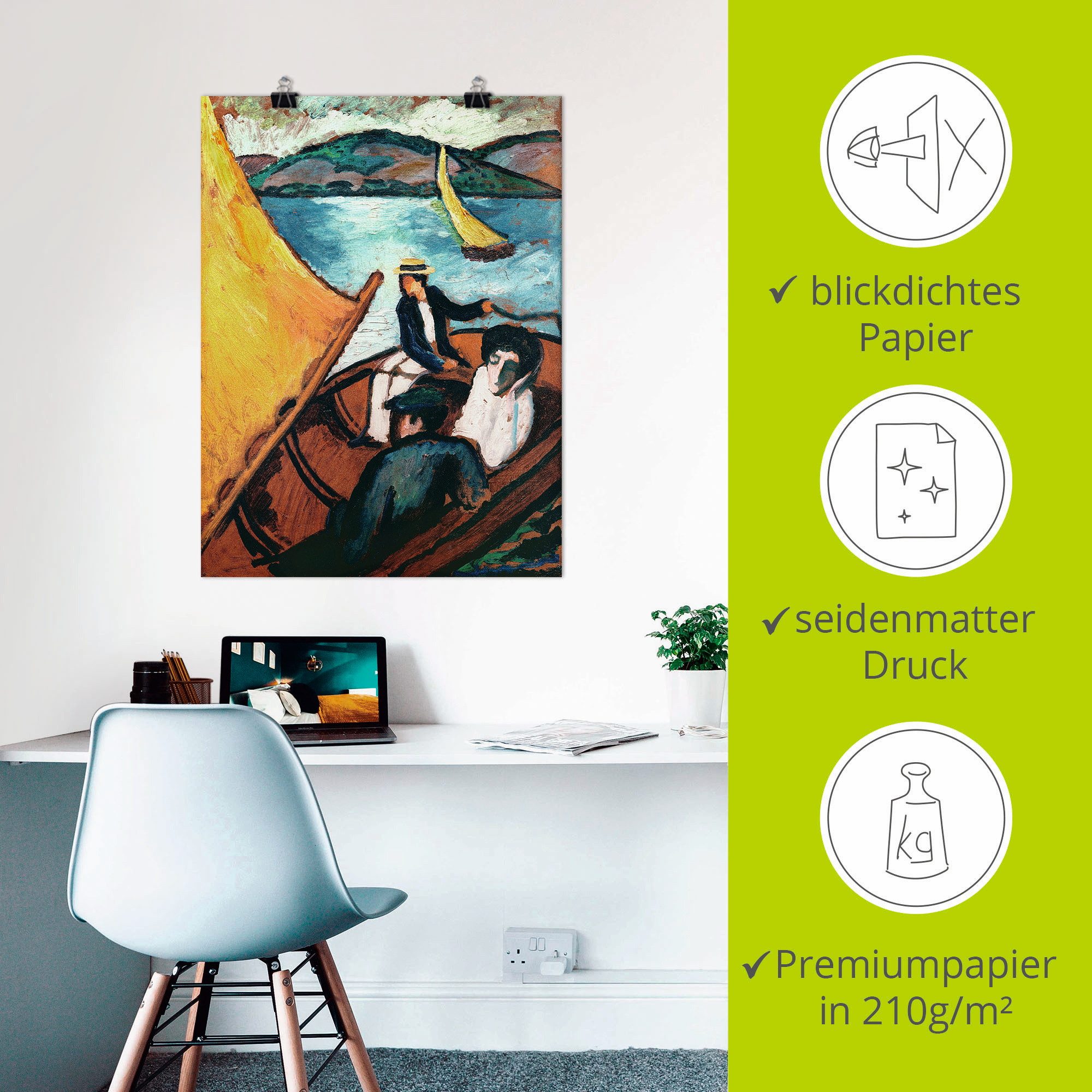 Artland Artprint Zeilboot, Tegernsee als artprint op linnen, muursticker of poster in verschillende maten