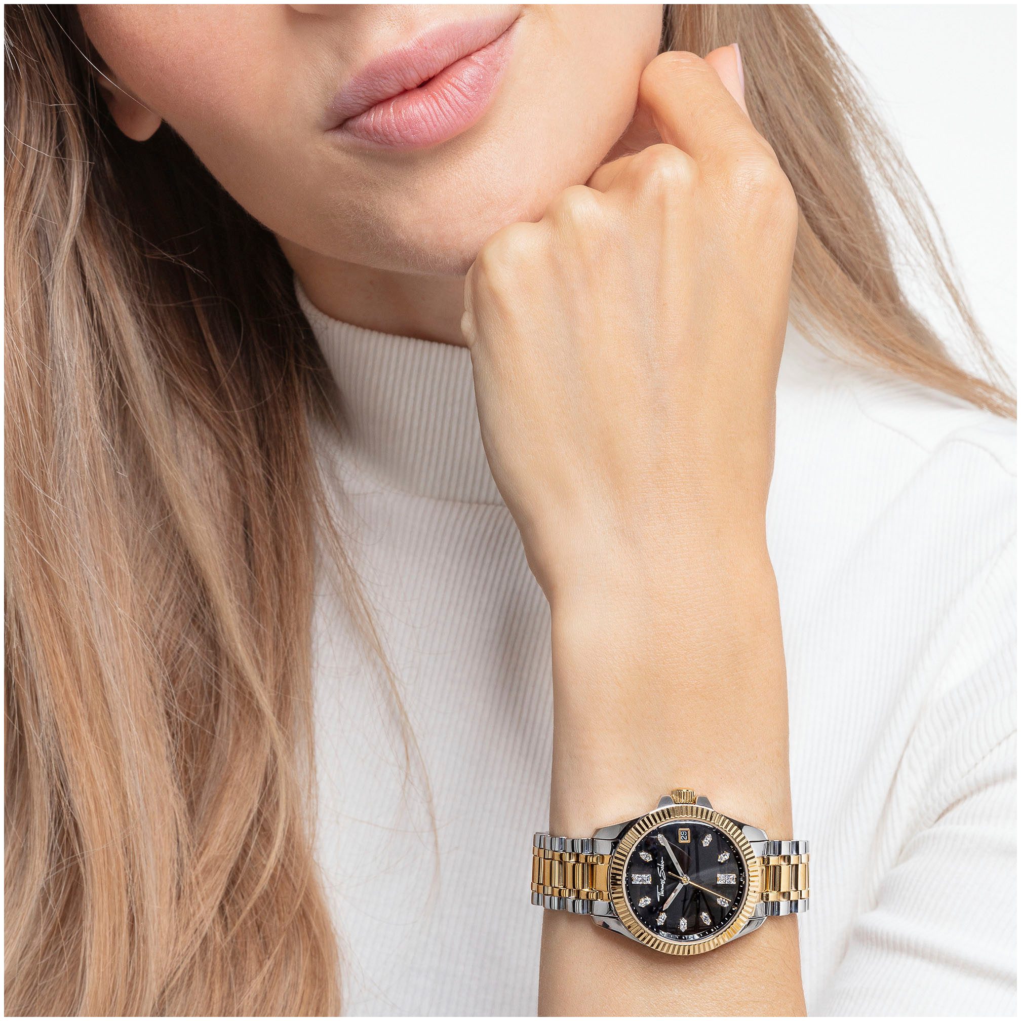 THOMAS SABO Kwartshorloge DIVINE Polshorloge, dameshorloge, datum, mineraalglas met saffiercoating