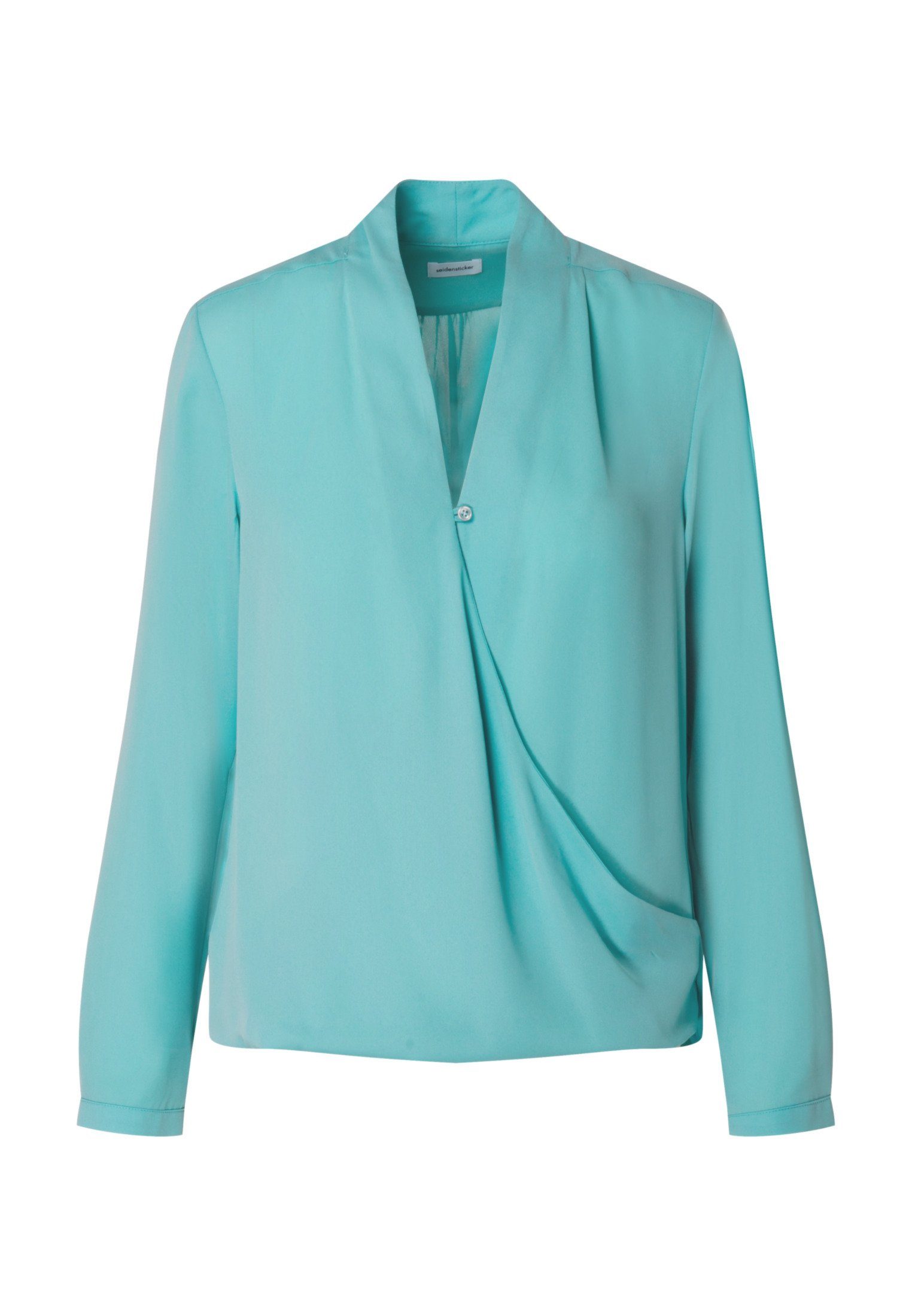 seidensticker Wikkelblouse Zwarte roos Lange mouwen V-hals uni