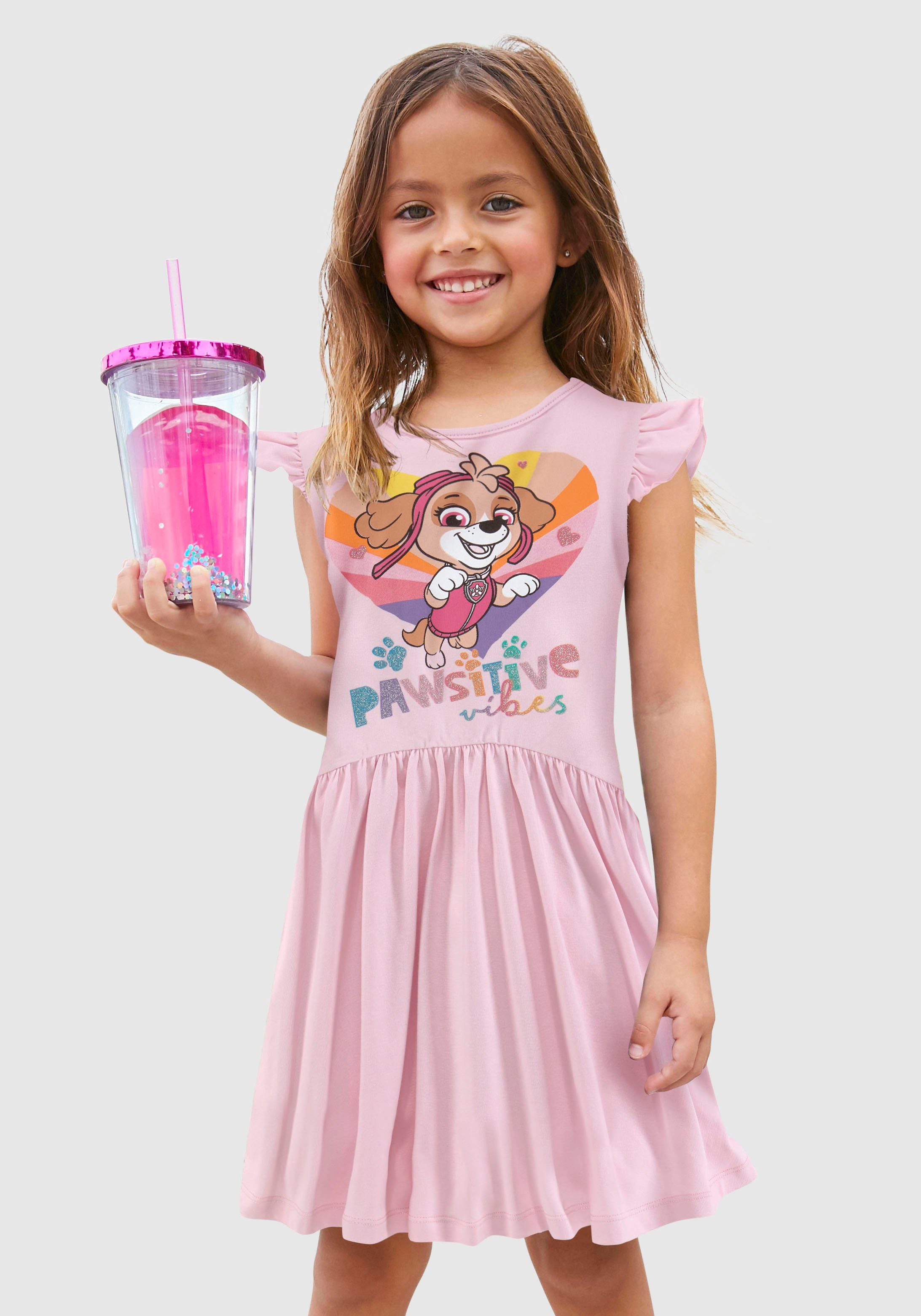 PAW PATROL Jerseyjurk met kapmouwtjes meisjes jersey jurken maat 140/146 roze