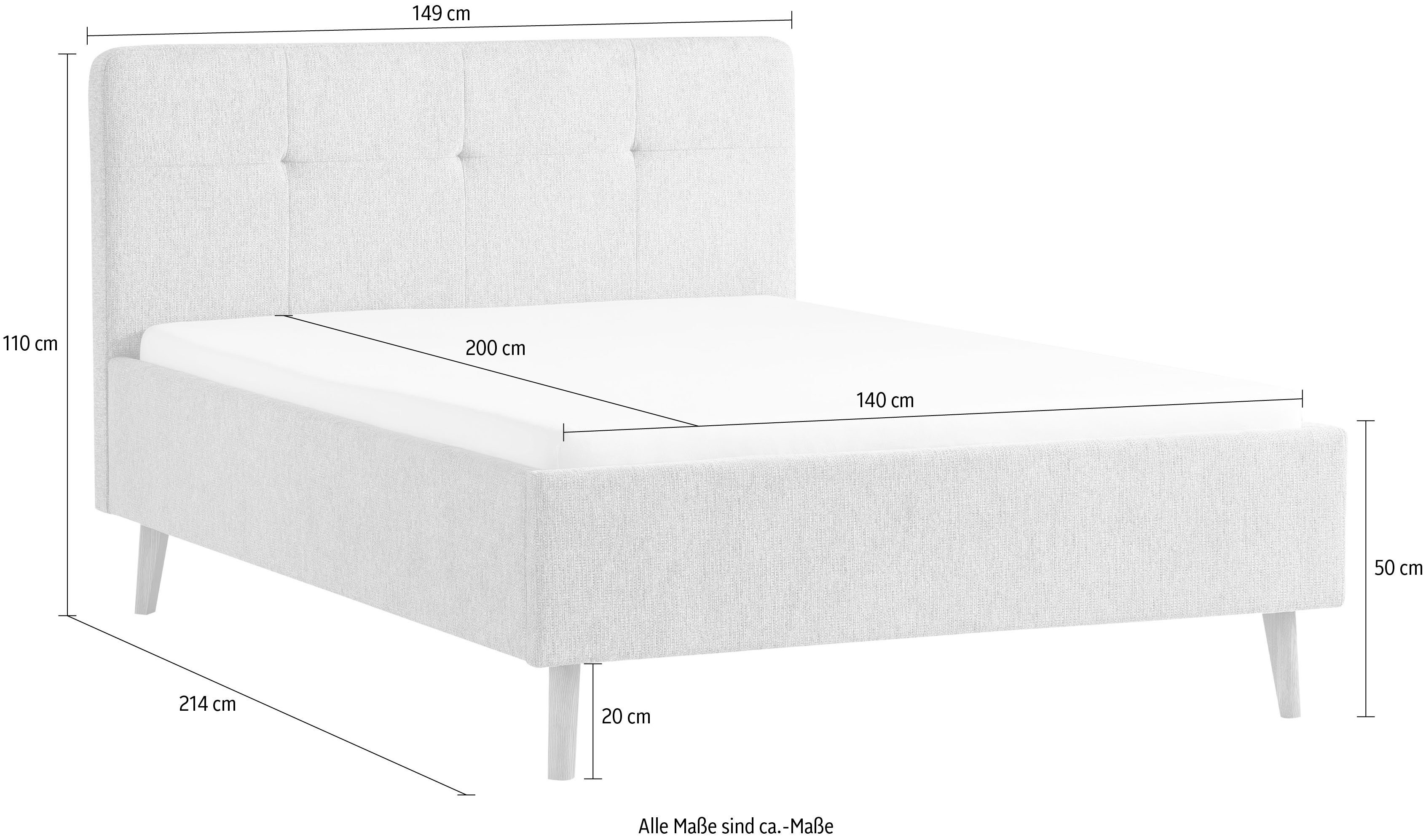 meise.möbel Gestoffeerd bed Smart Hoofdbord met knoopdetails, verkrijgbaar in twee maten