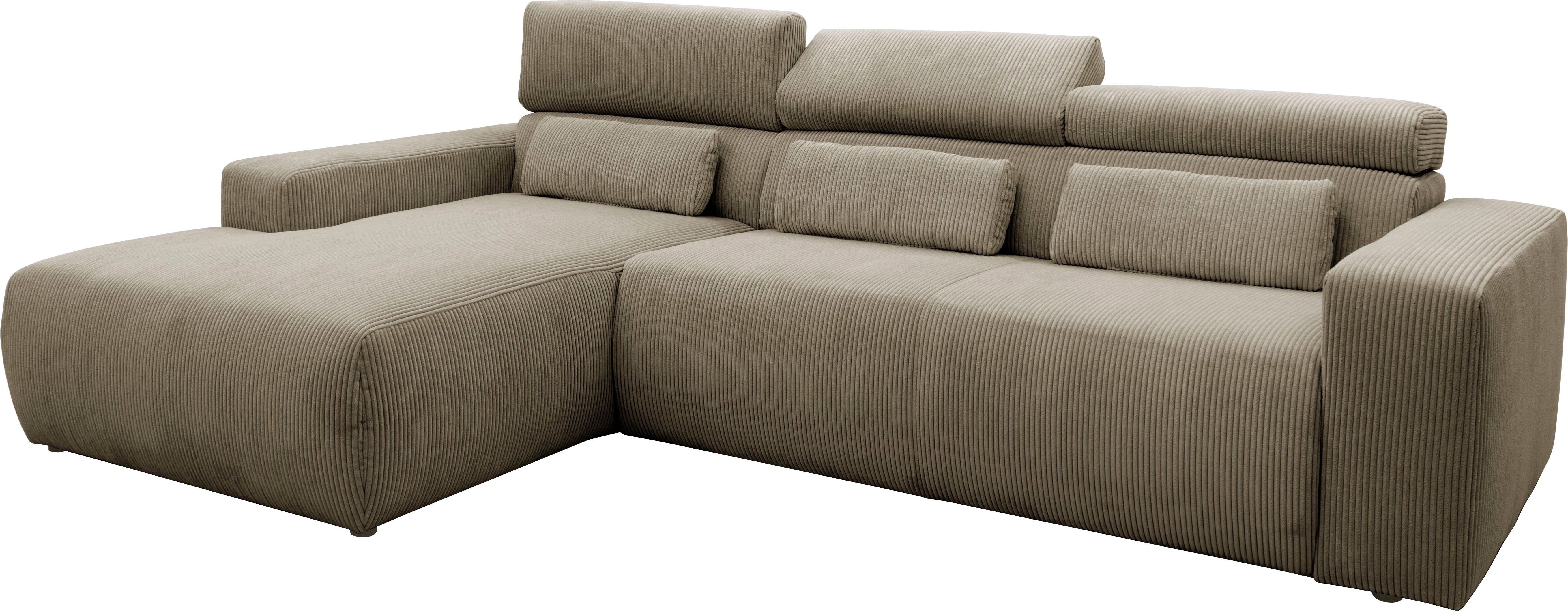 DOMO collection Hoekbank Brandon B/D/H: 289/177/80 cm, keuze met zitdiepteverstelling, L-vorm