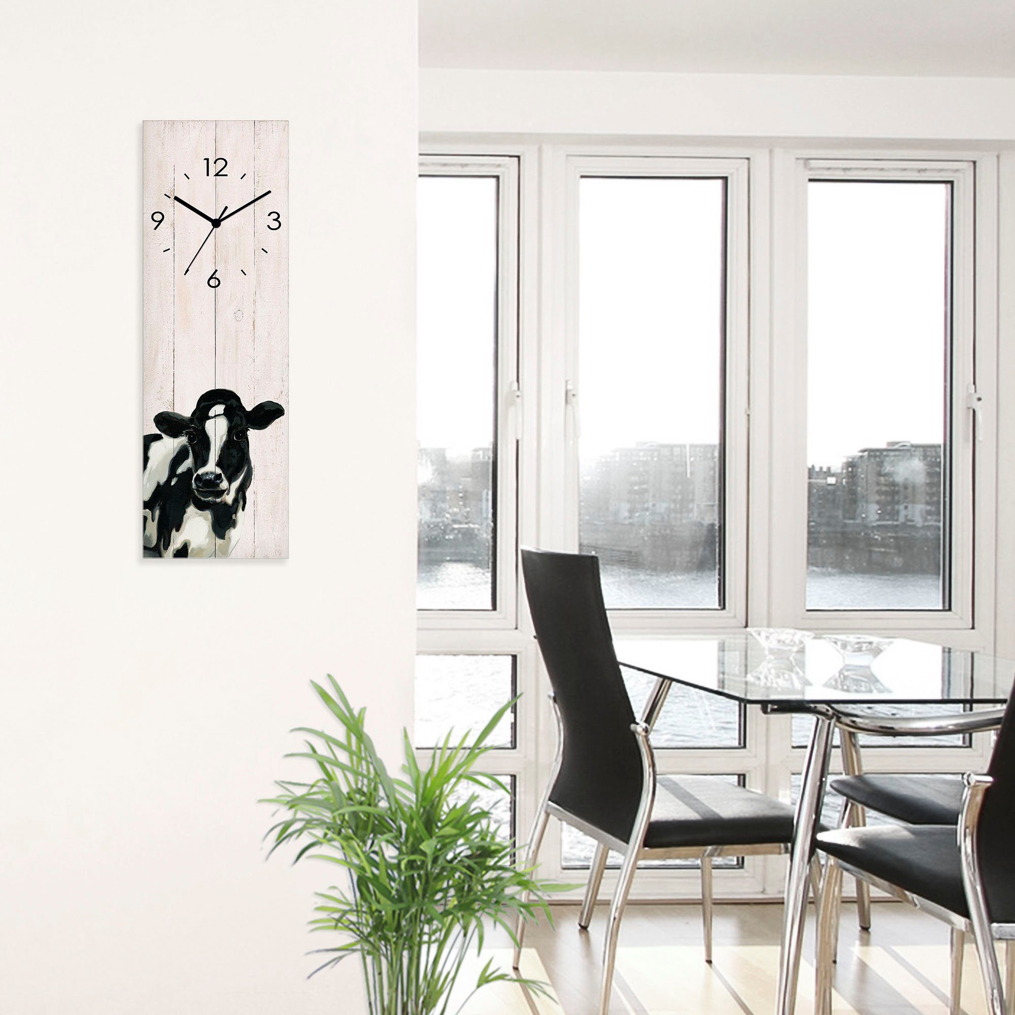 Artland Wandklok Koe (in hout-look) optioneel verkrijgbaar met kwarts- of radiografisch uurwerk, geruisloos zonder tikkend geluid