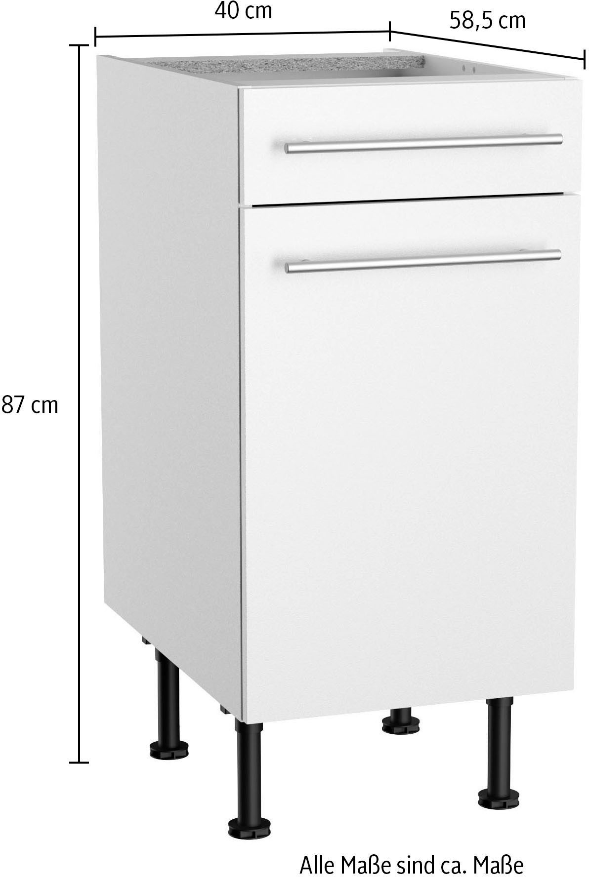 Kochstation Onderkast KS-Bern2 Breedte 40 cm, 1 deur, 1 lade, 1 legplank