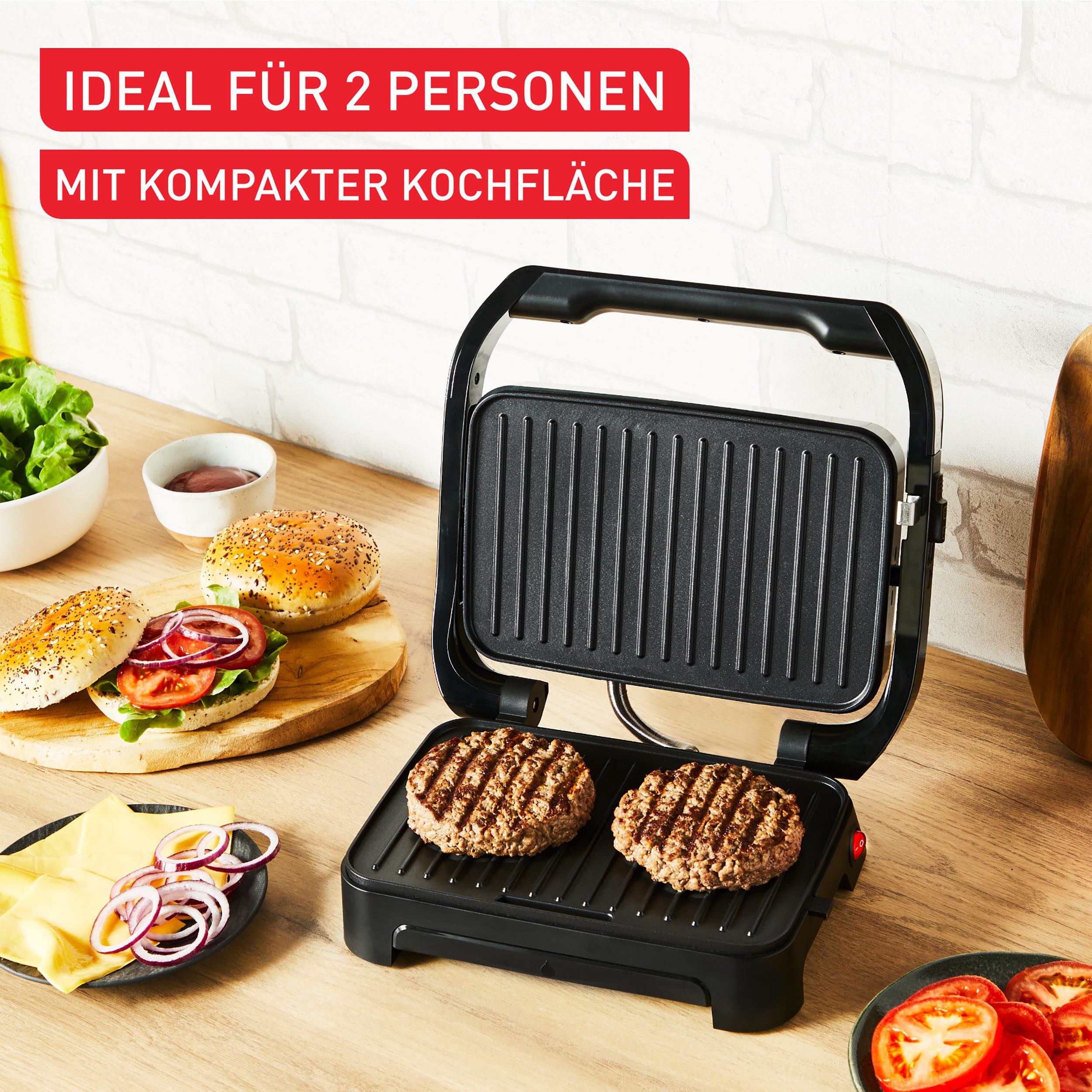 Tefal Contactgrill Inicio Compact, 2-in-1 Panini /Grill, antihaftbeschichtetete Platten