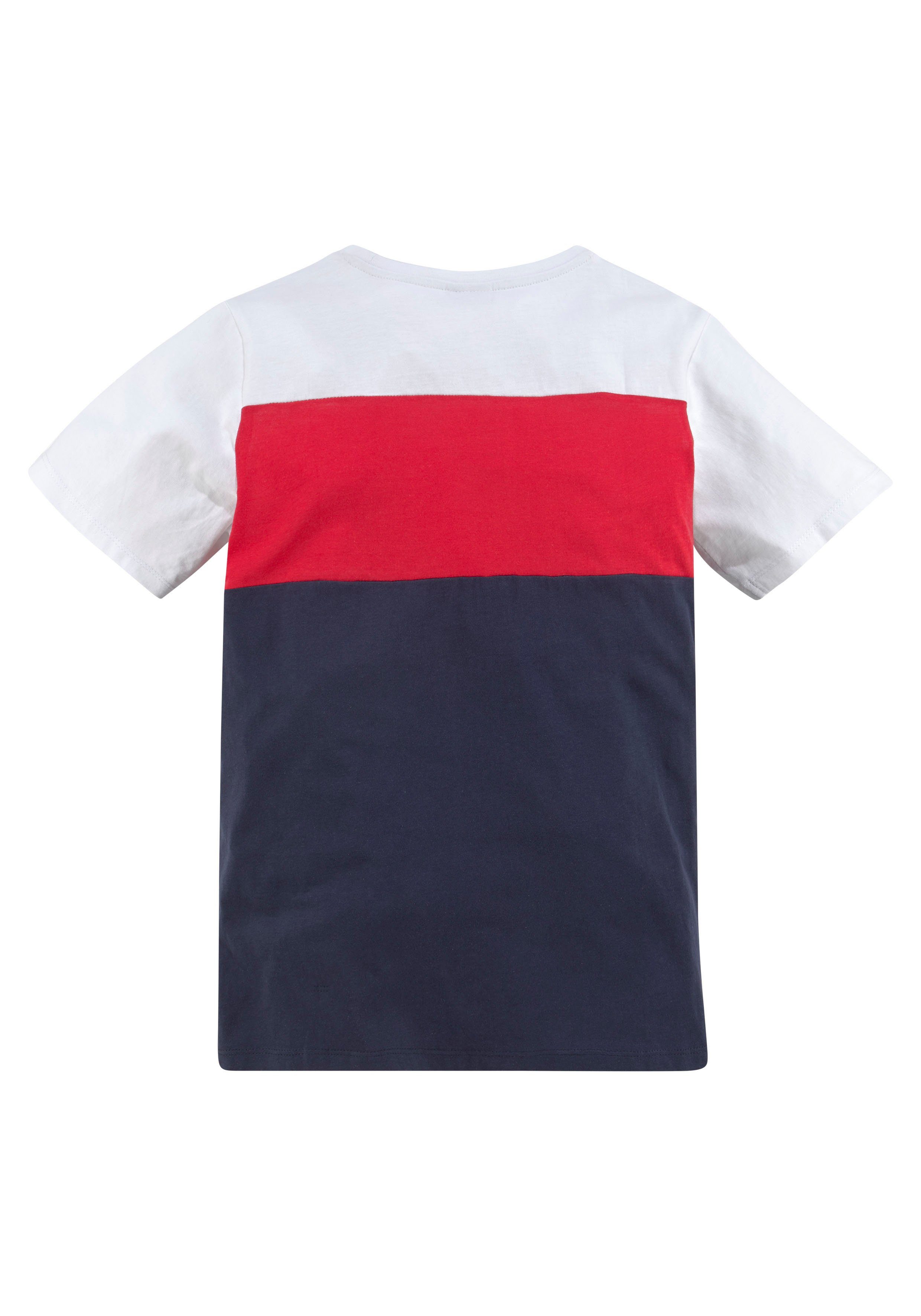 KangaROOS T-shirt In Colorblockdesign Korte mouwen, basic pasvorm, bedrukt en meerkleurig