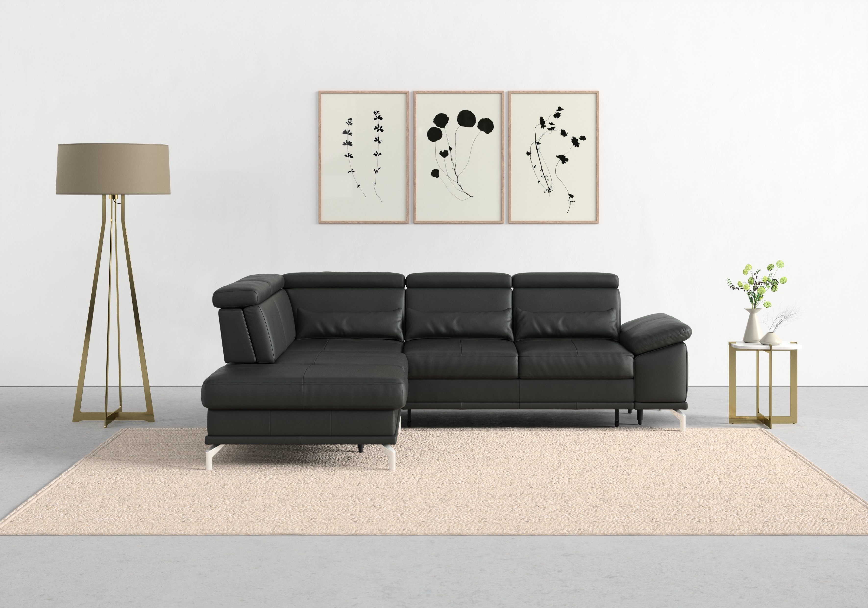Sit&more Hoekbank Cabrio L-vorm, met zitdiepteverstelling, arm- en hoofdsteunverstelling