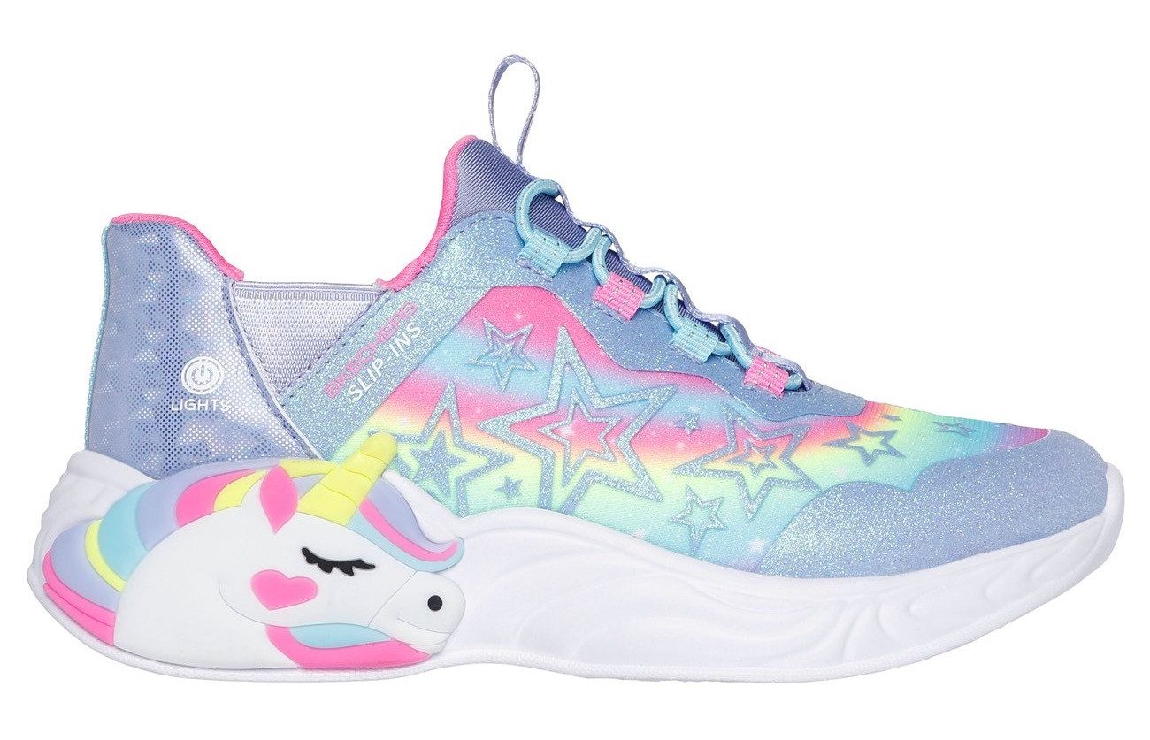 Skechers Slip-on sneakers UNICORN DREAMS LIGHTS , glitter-blink schoen om in te glijden, maat sjabloon om te downloaden