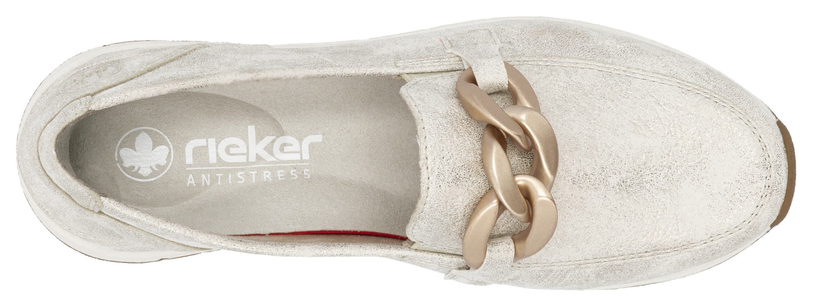 Rieker Loafers , slippers, slip-on sneakers, halfschoen met modieuze decoratieve ketting