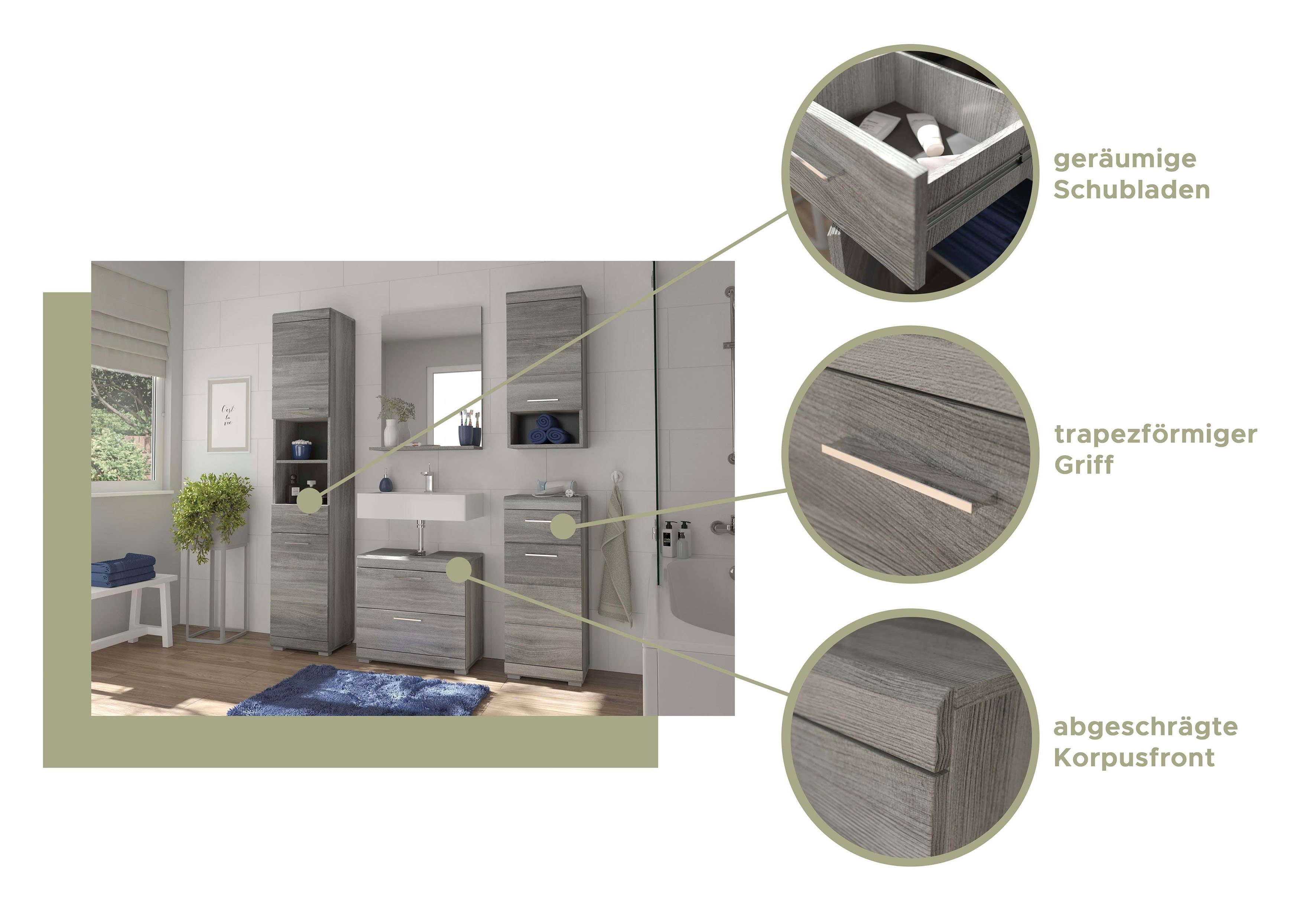 INOSIGN Badspiegel Siena, breedte 60 cm, 1 legplank, hoogwaardig spiegelglas in verschillende kleuren verkrijgbaar, badkamermeubels, spiegel, badkamer