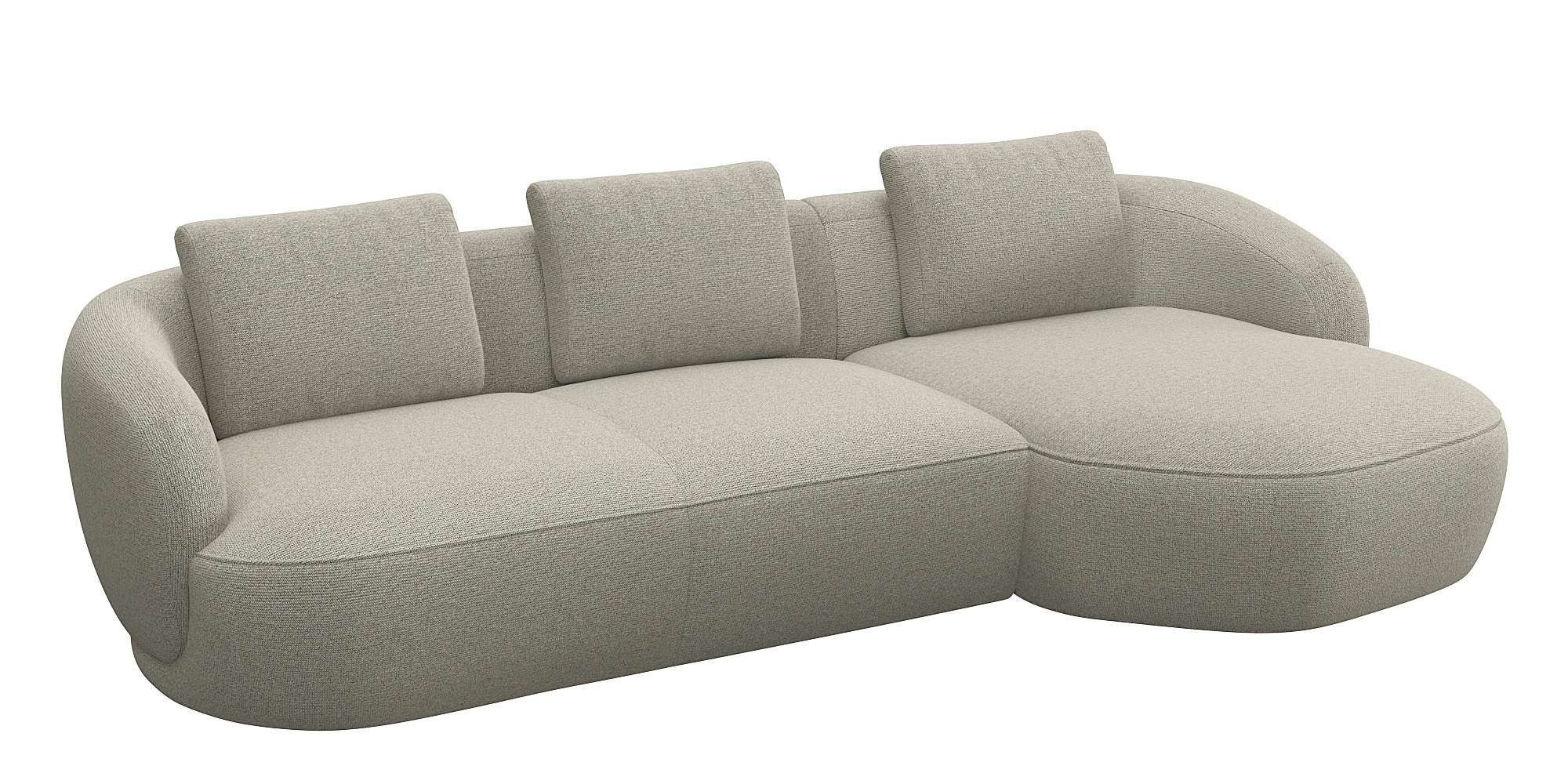 FLEXLUX Zithoek Torino, rond, L-vorm, bankhoek met recamière, longchair-sofa