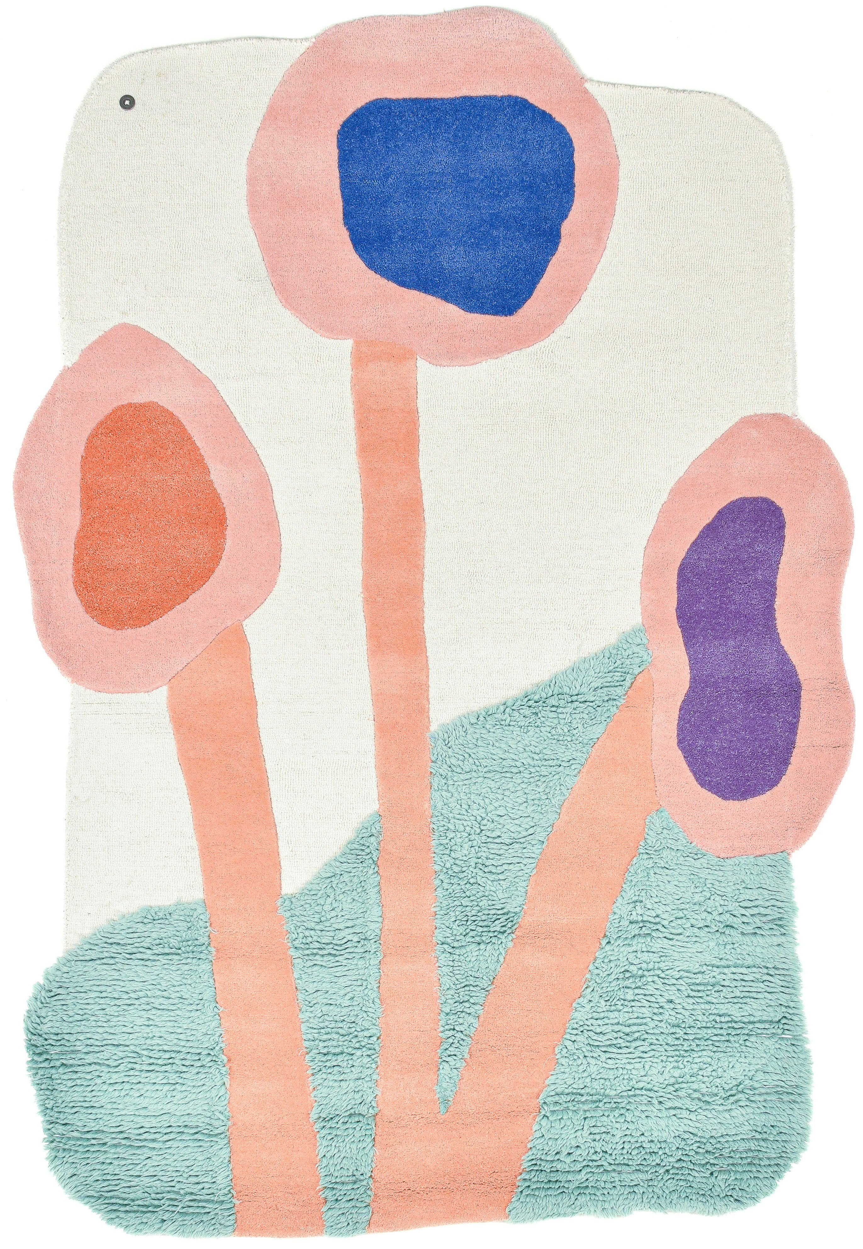 TOM TAILOR HOME Design-vloerkleed Bings Colorful Poppy Kortpolig, 100% wol, modern design, abstracte bloemen