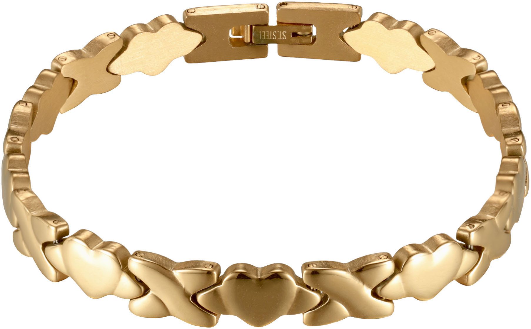 Firetti Armband Sieraden cadeau roestvrijstalen armbanden schakelarmband X en hart dames armbanden goud