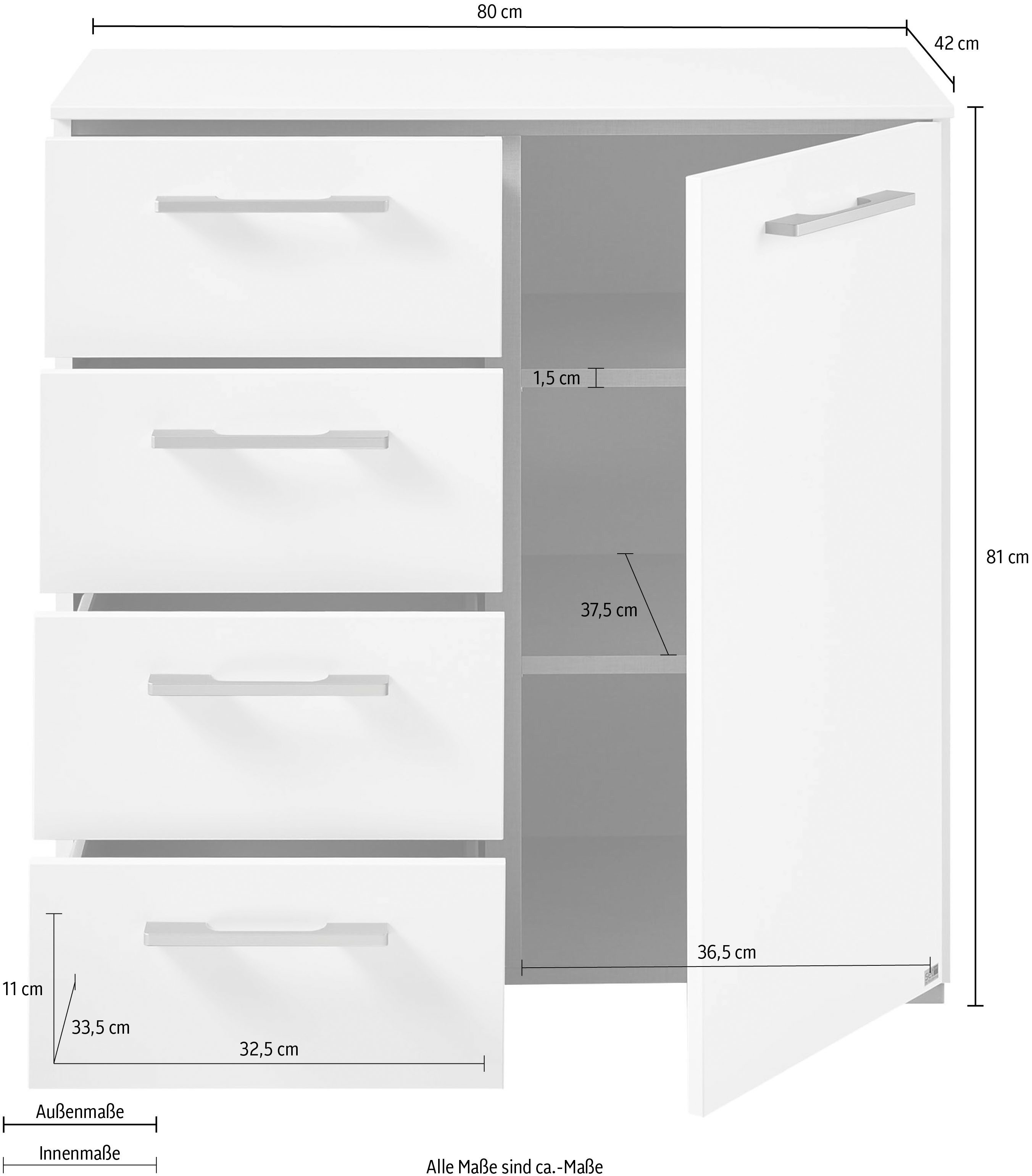 set one by Musterring Kast Henderson met 1 deur en 4 lades incl. zelfinzug en demping
