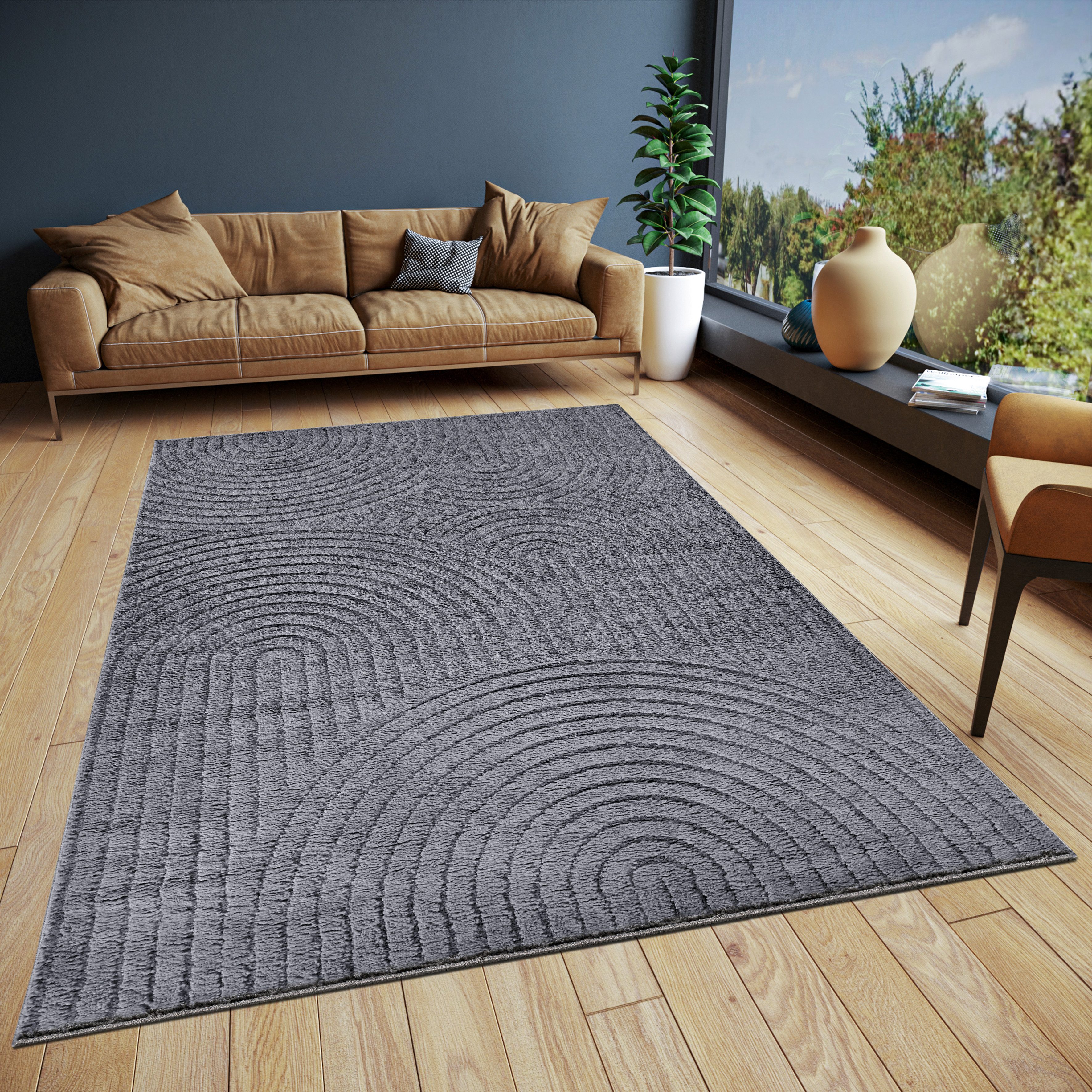 ELLE DECORATION Design-vloerkleed Cosy Panglao, ook als rond tapijt verkrijgbaar uni laagpolig, hoog-laag structuur, modern, scandi, boho, woonkamer