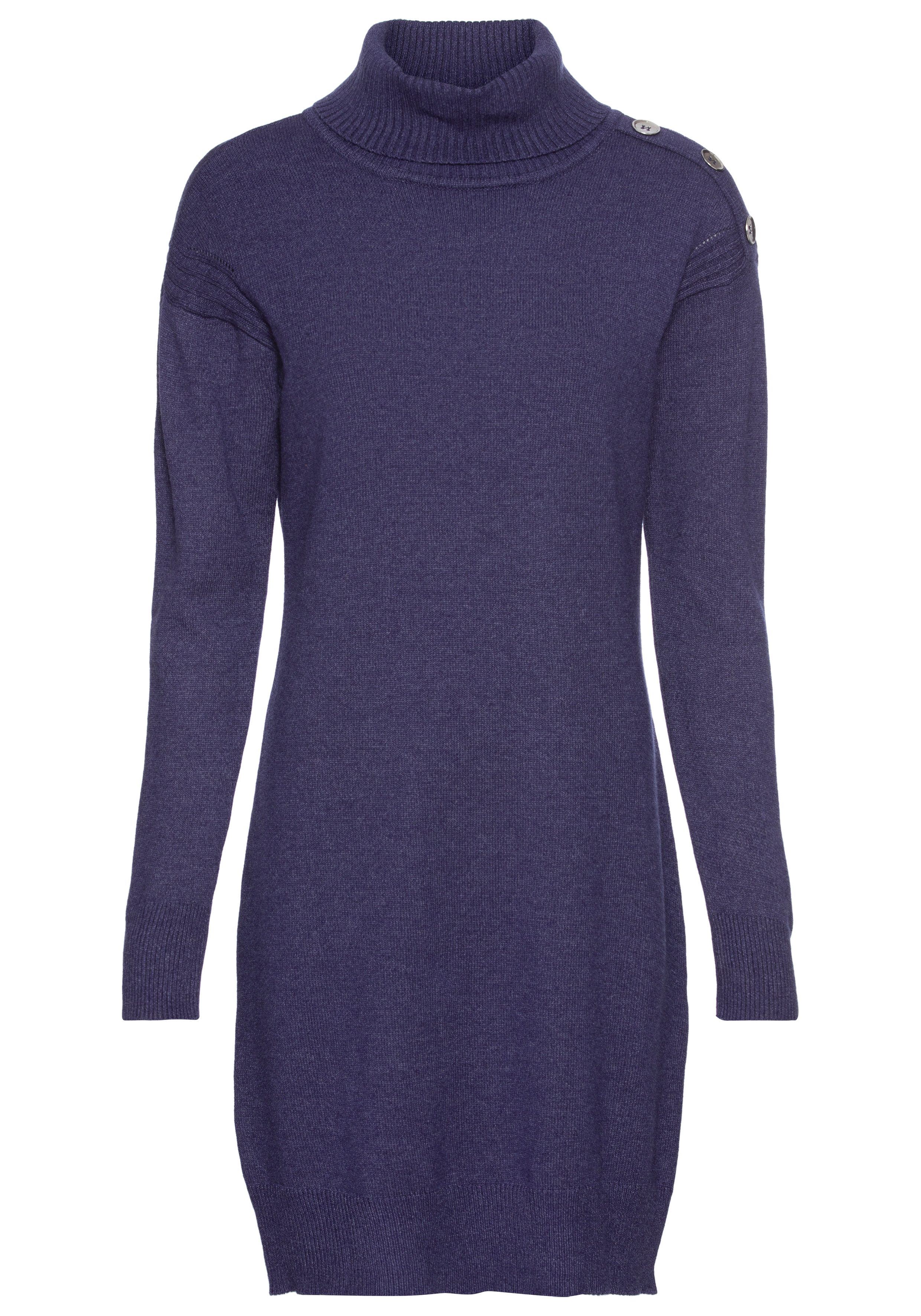 Laura Scott Gebreide jurk feminiene look, elastisch materiaal, lange mouwen, met rolkragen