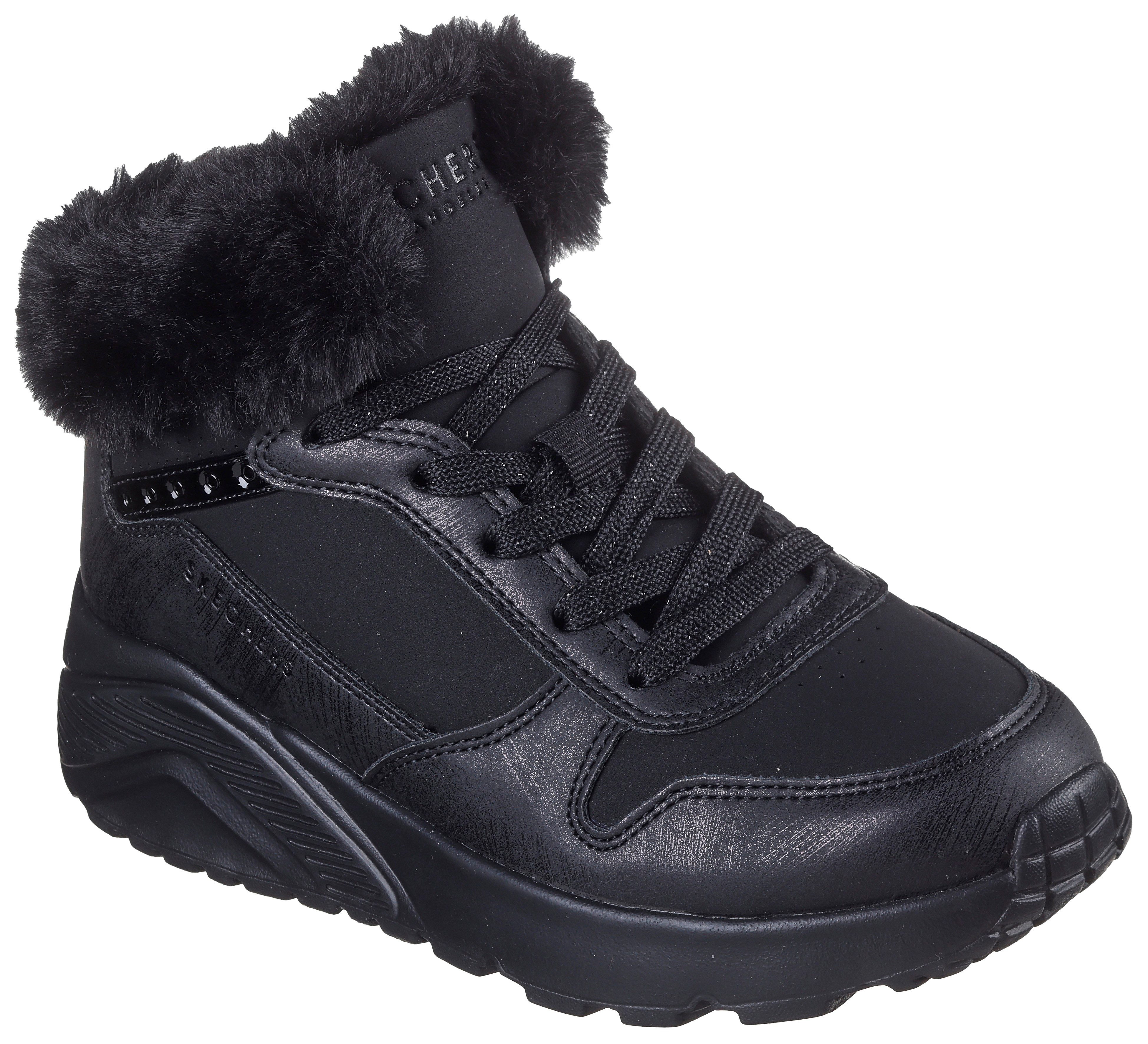 Skechers Sneakers Uno Lite - Comfurt Collar , veterschoenen, winterlaarzen, high top sneaker met verwarmende voering meisjes sneakers maat 33 zwart