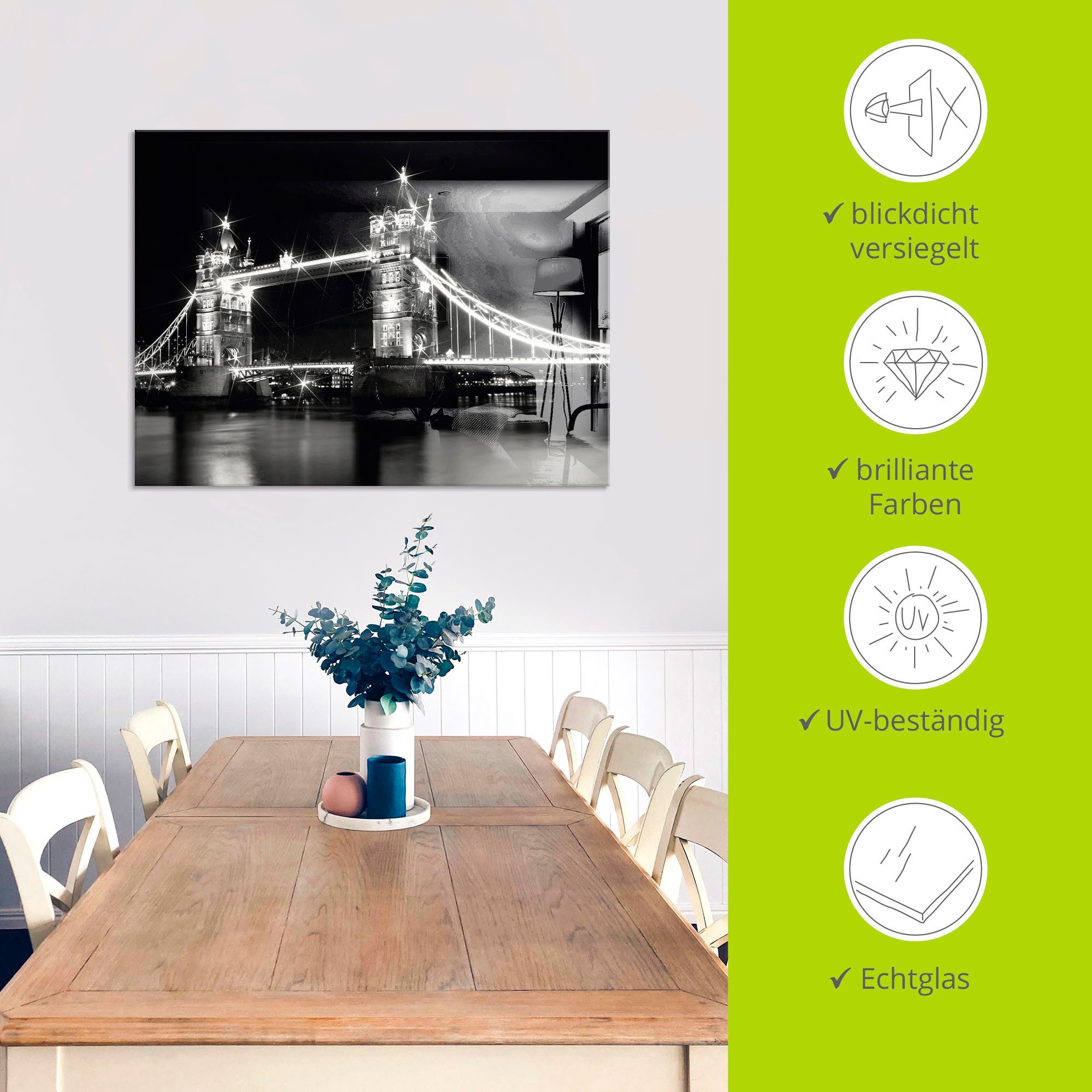 Artland Print op glas Tower Bridge Londen in verschillende maten