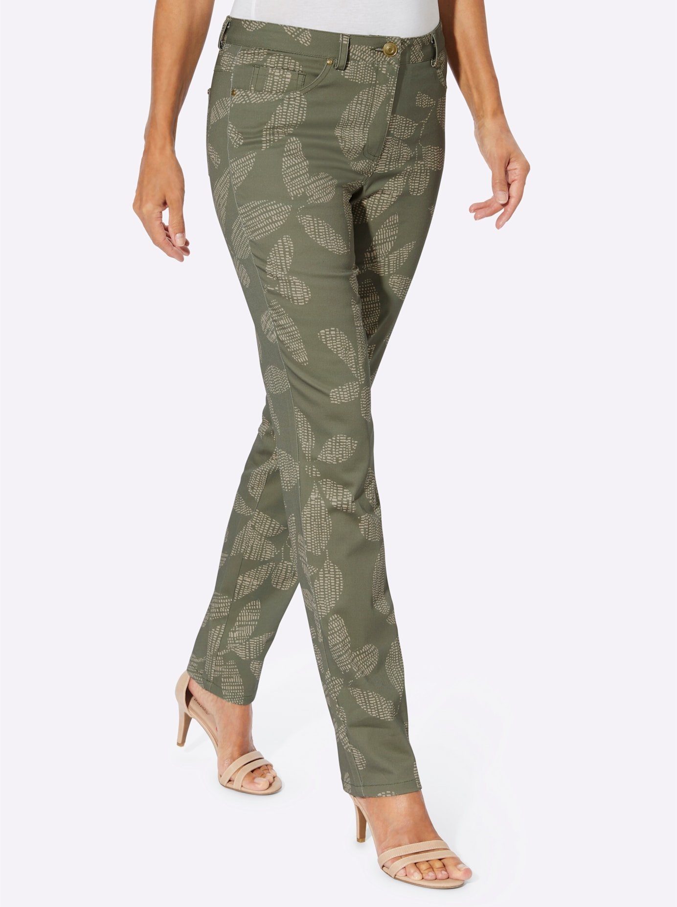 Lady Geweven broek dames chino's maat 40 groen