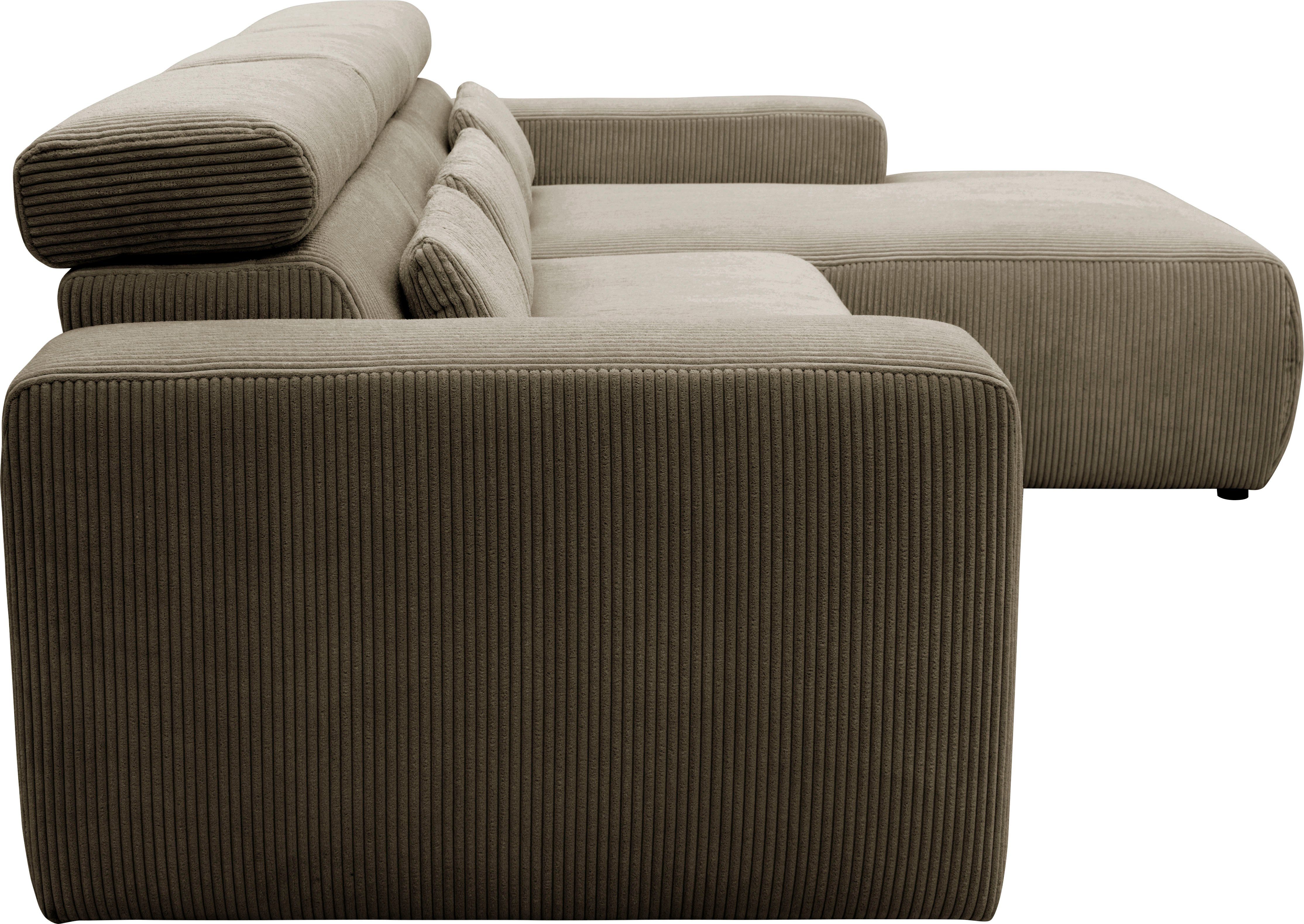 DOMO collection Hoekbank Brandon B/D/H: 289/177/80 cm, keuze met zitdiepteverstelling, L-vorm