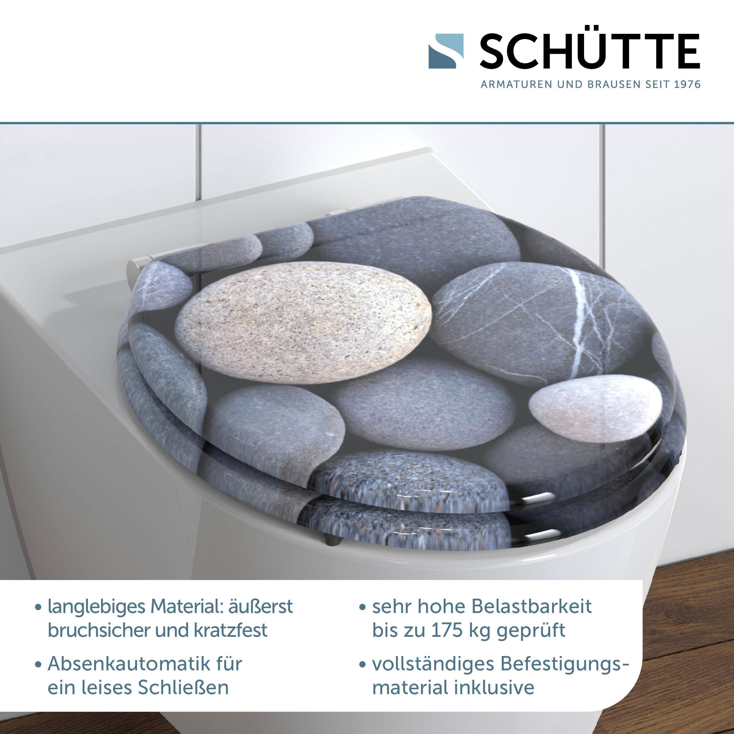 Schütte Toiletzitting GREY STONES met softclosemechanisme en houten kern, mdf