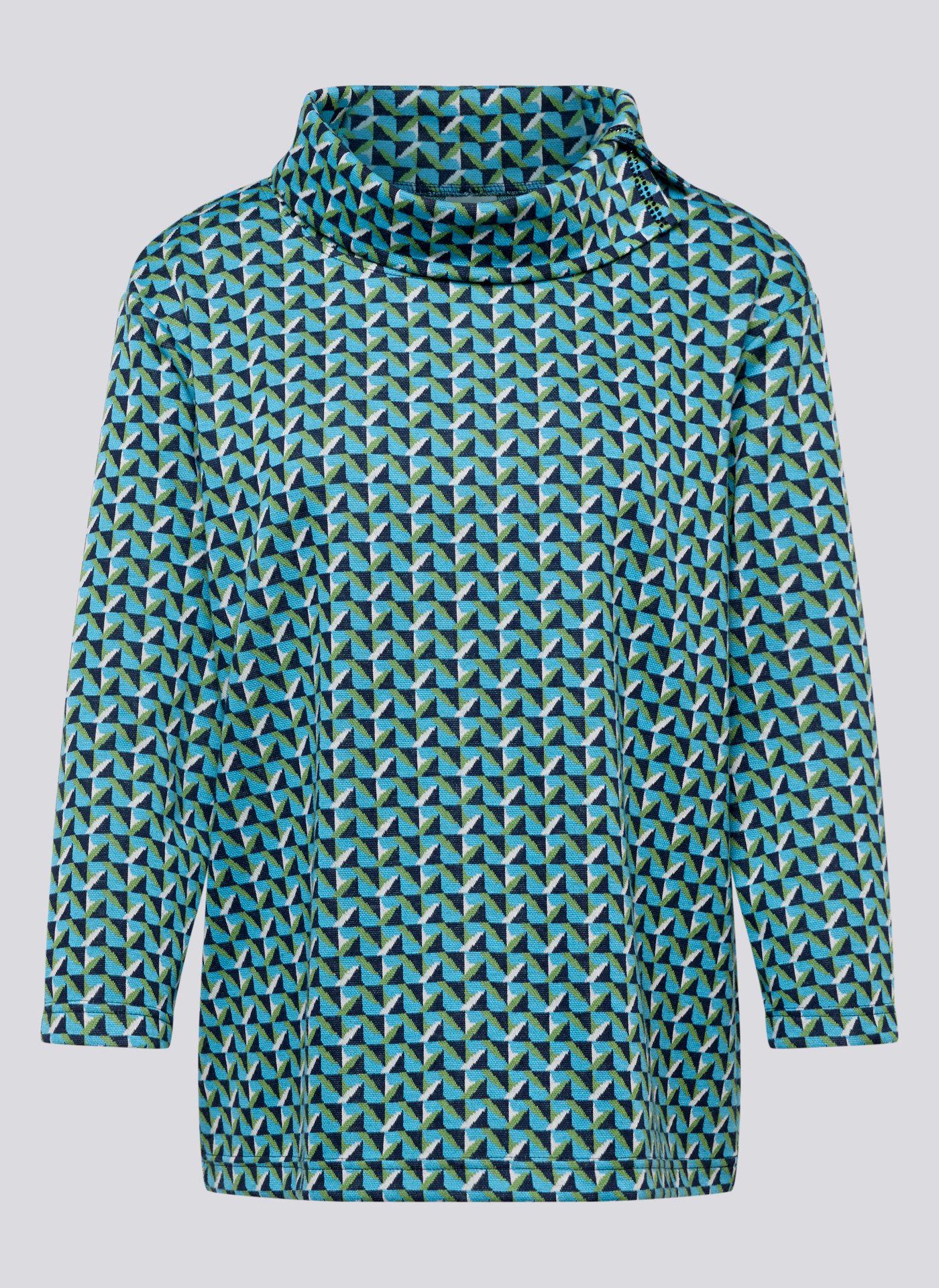 Rabe Shirt met 3/4 mouwen met split coltrui en minimal print