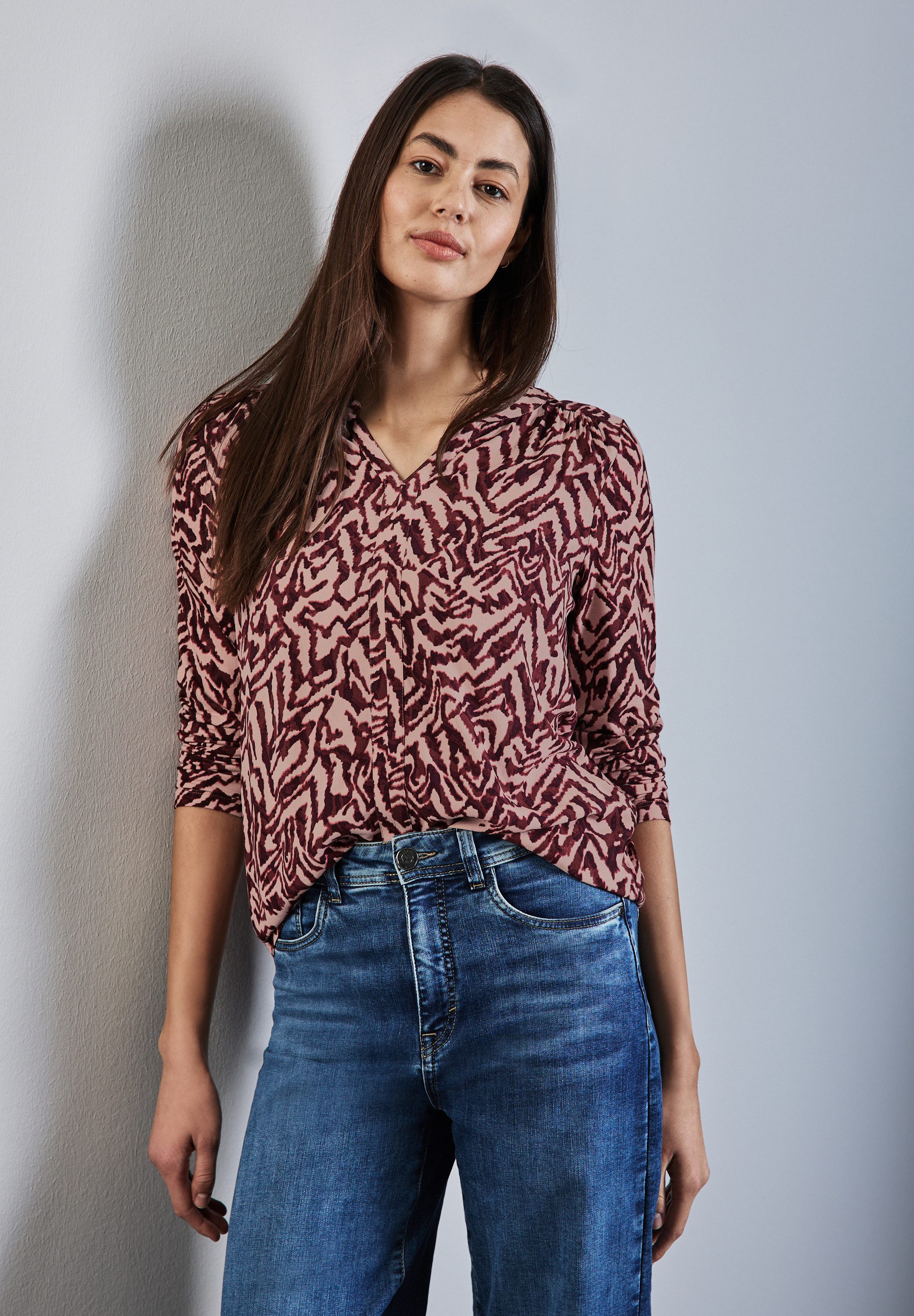 STREET ONE Shirt met grafisch patroon dames shirts maat 46 rood