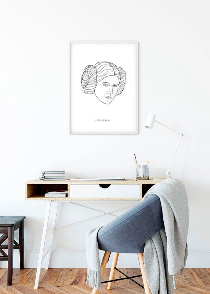 Komar Wanddecoratie Star Wars Classic Force Faces Leia Wanddecoratie voor de kinderkamer - zonder lijst (1 stuk)