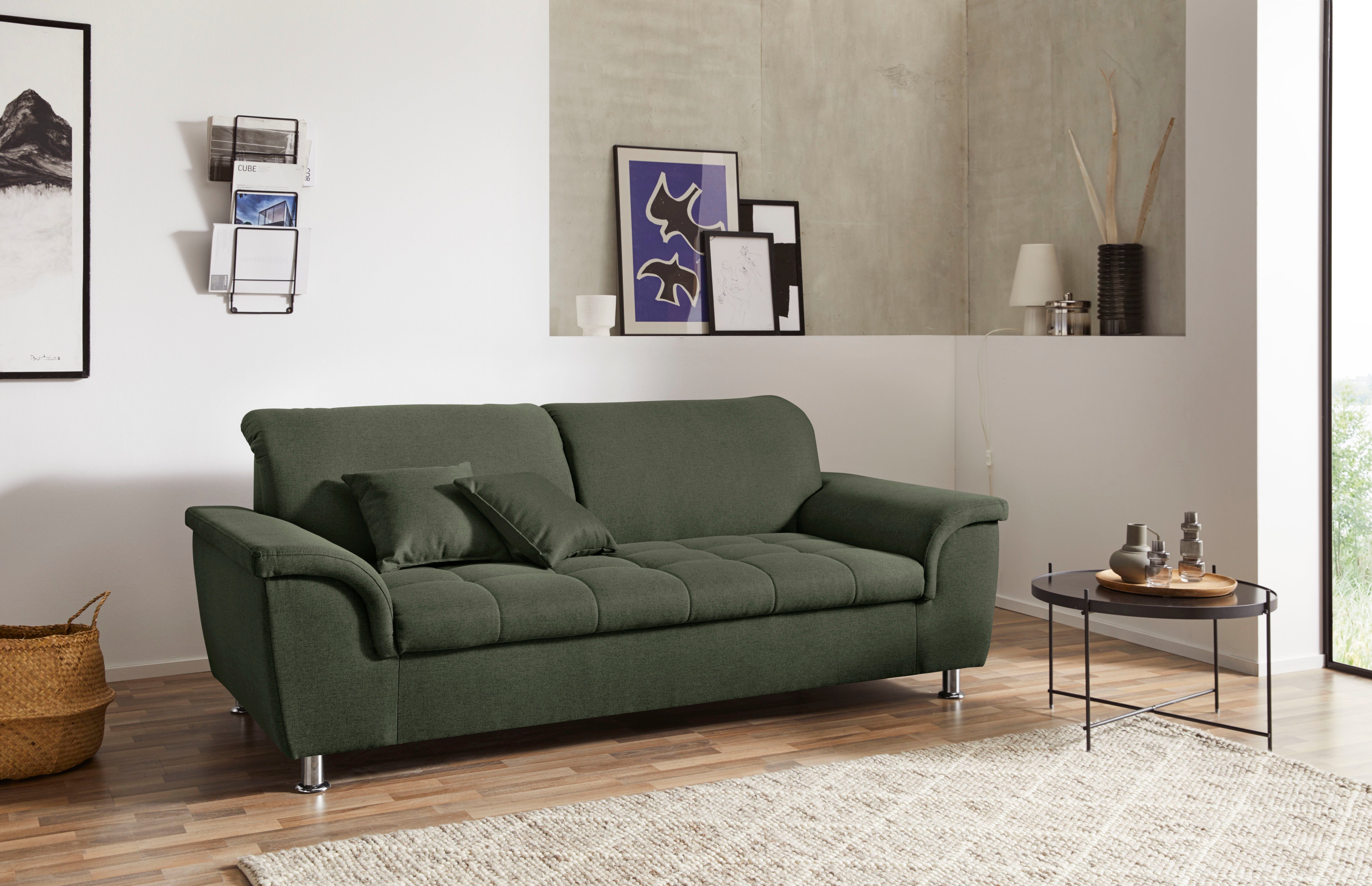 DOMO collection 2,5-zitsbank Franzi naar keuze met verstelbare hoofdsteun, inclusief sierkussen groen, 2-zitsbanken, 210 cm