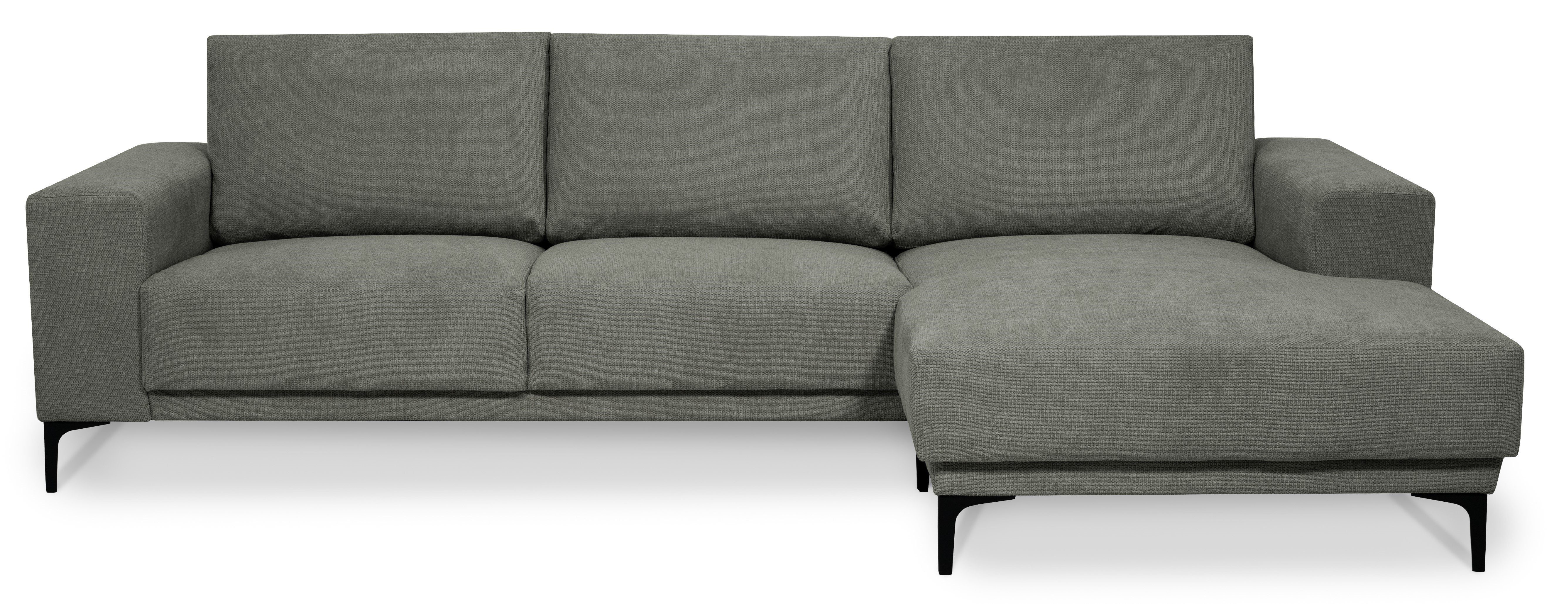 Places of Style Hoekbank Xander, L-model, Breedte 280 cm, soft-touch chenille, zwarte metalen voeten