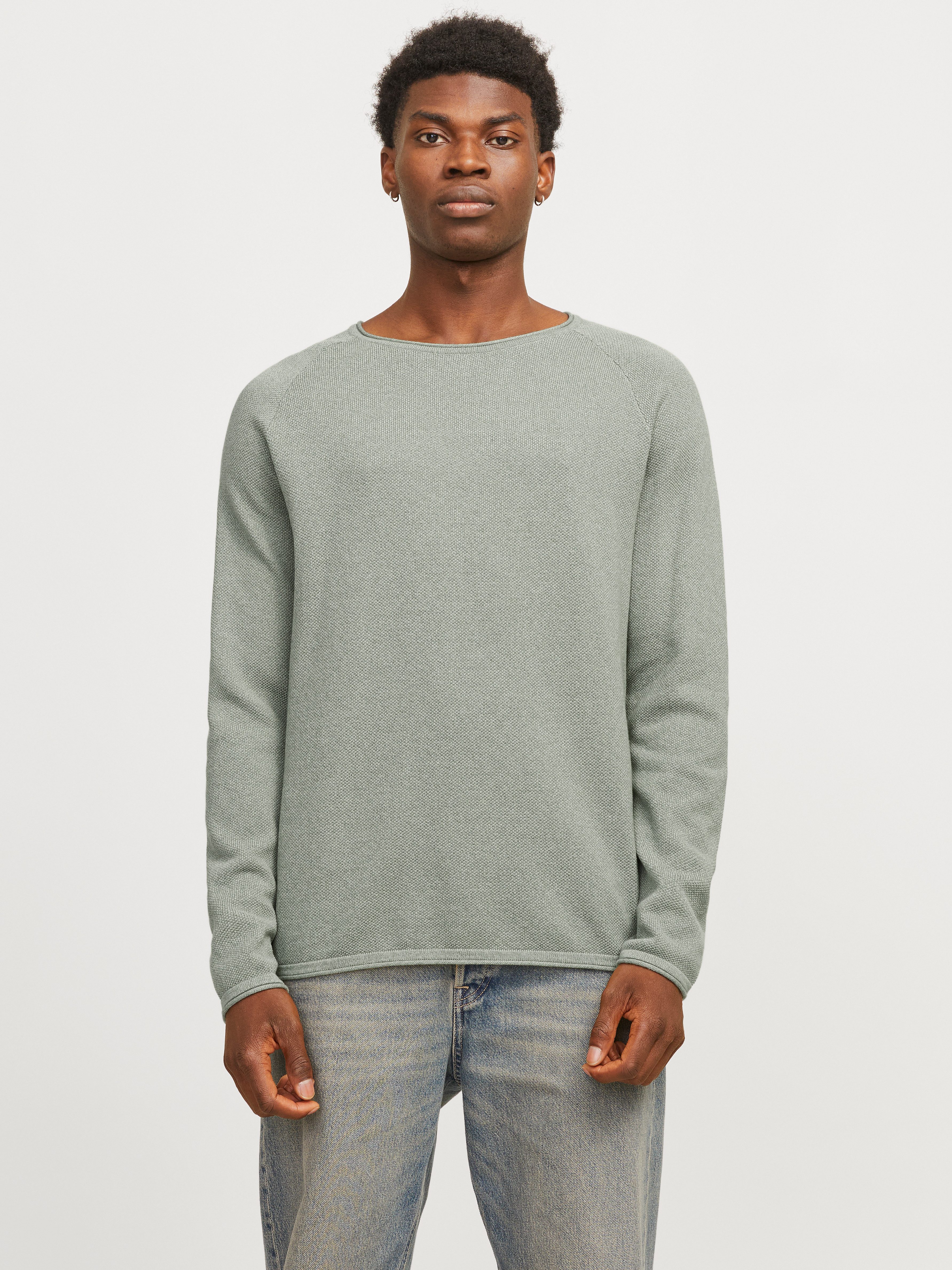 Jack & Jones Trui met ronde hals JJEHILL KNIT CREW NECK NOOS heren pullovers maat S groen