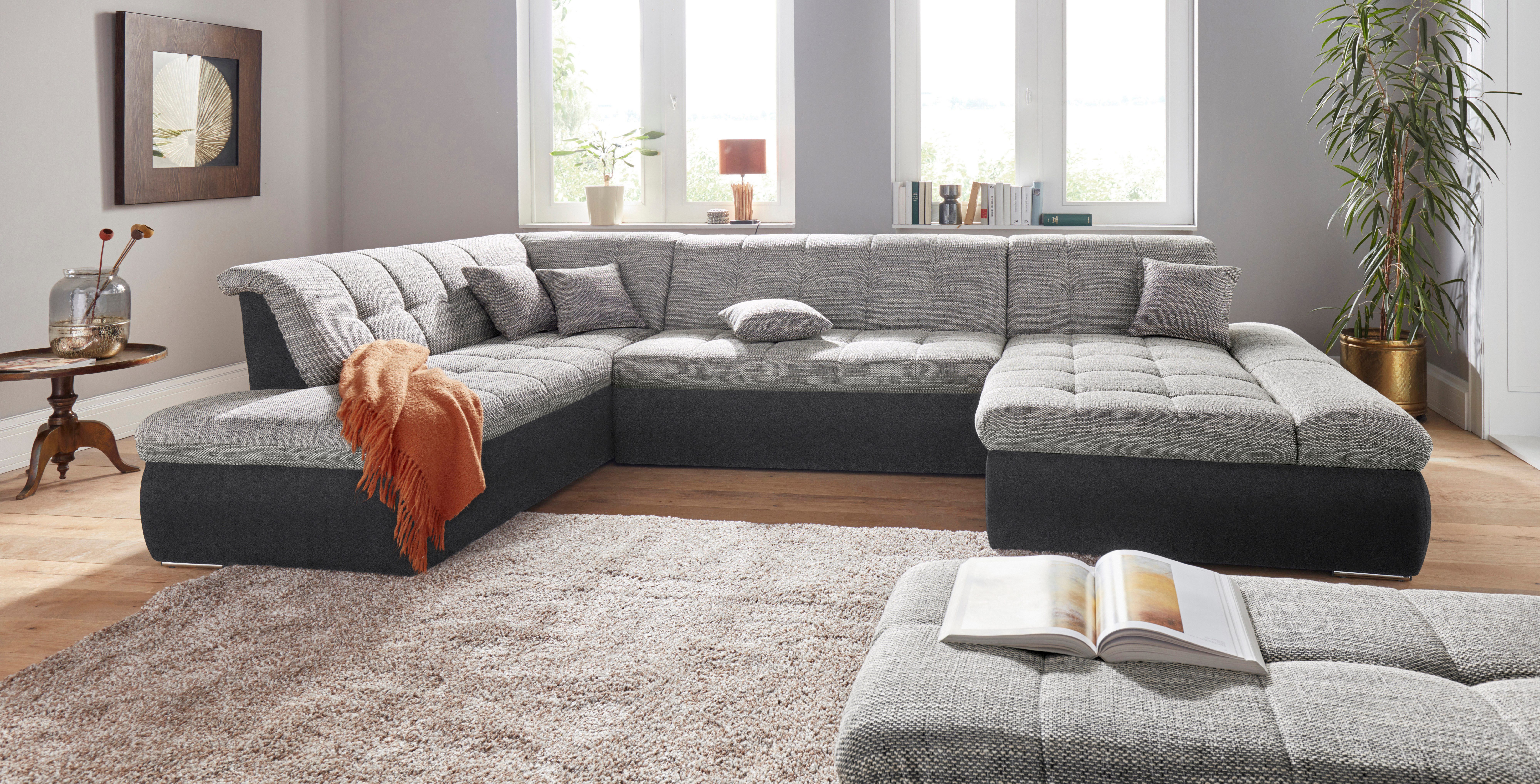 DOMO collection Zithoek Moric Luxus incl. sierkussen U-vorm, tot 140 kg per zitplaats belastbaar, XXL B/D/H: 353/216/80 cm
