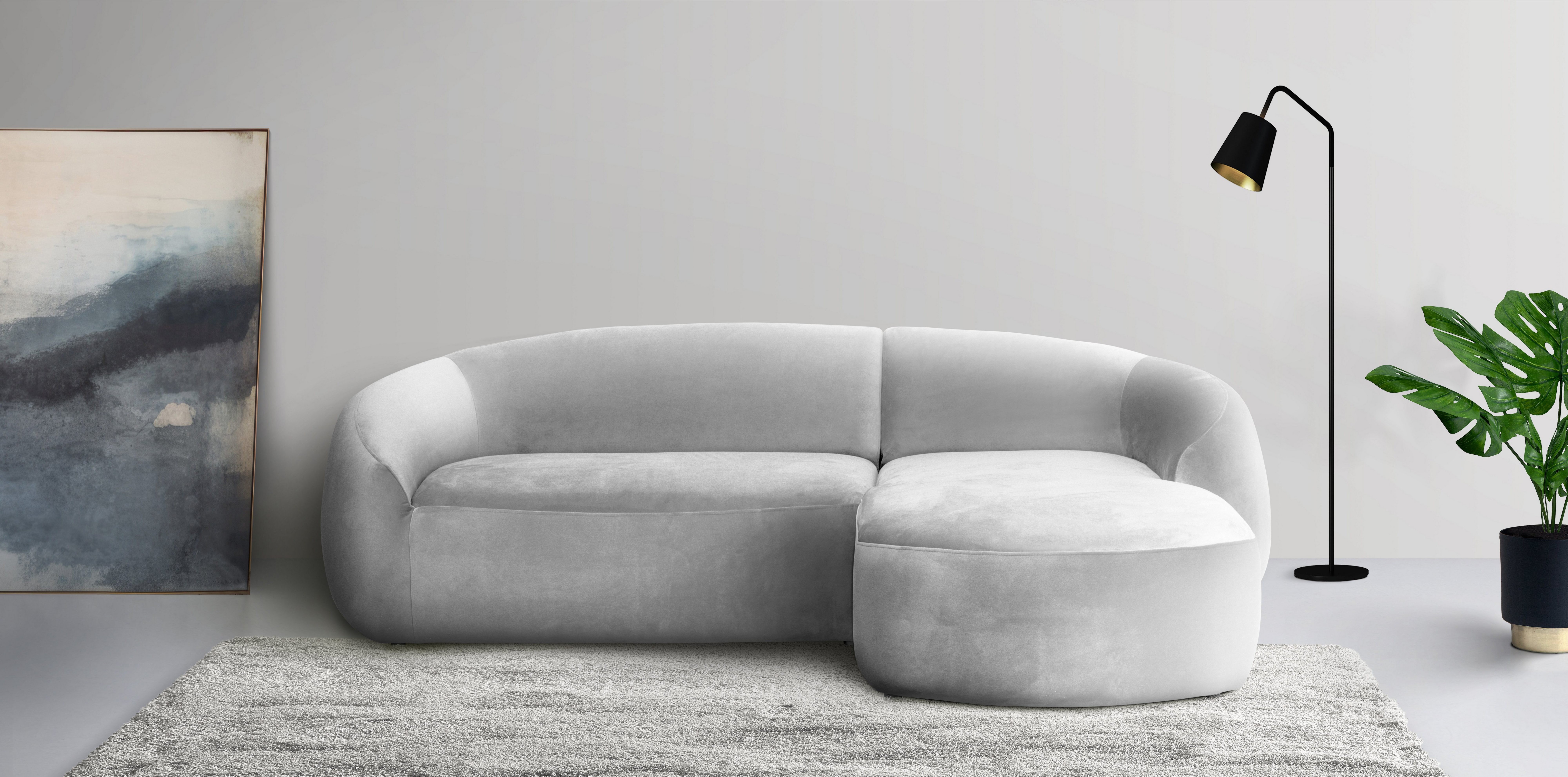 LeGer Home by Lena Gercke Hoekbank YANI L-vorm, designerbank, organische vorm, afmetingen B/D/H: 255/170/81 cm grijs, hoekbanken, Recamiere rechts