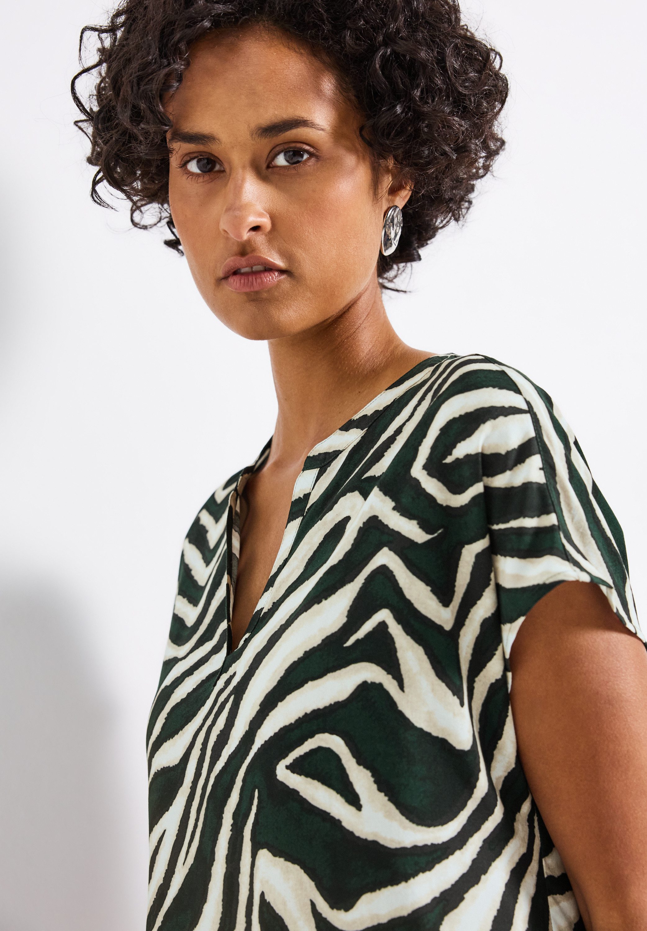 STREET ONE Blouse met korte mouwen met zebramotief