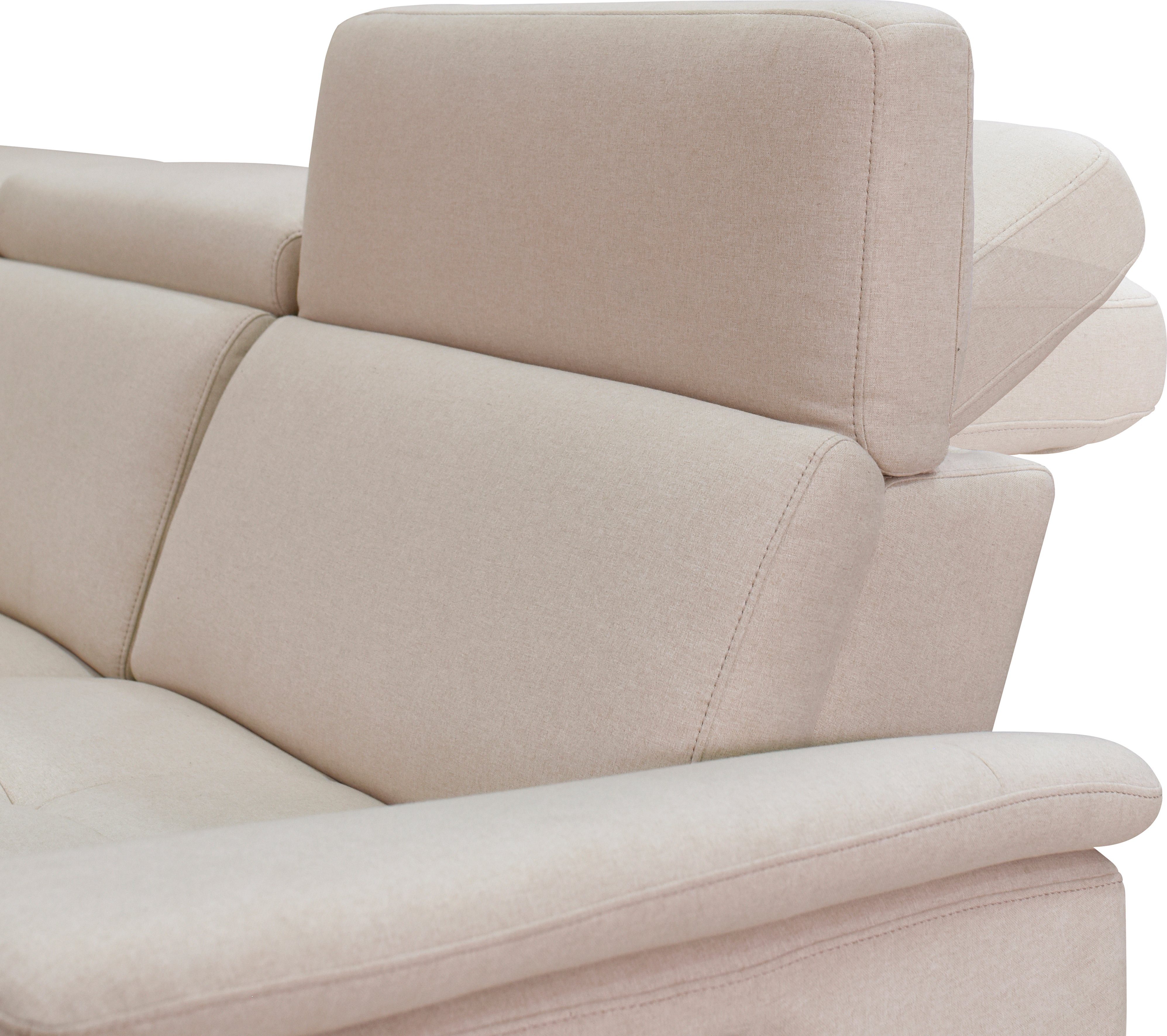 Places of Style Hoekbank Pareli, L-model, 259 cm, met récamier, echt leer, imitatieleer, weefstof