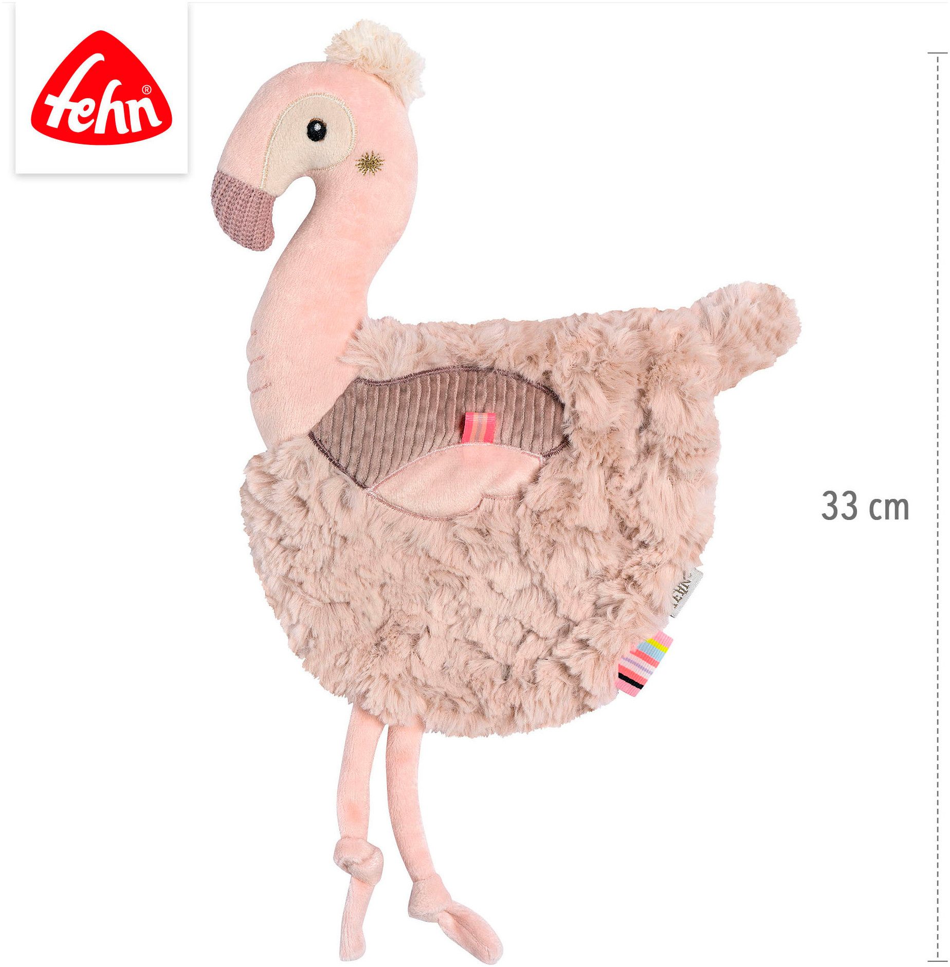 Fehn Knuffeldoekje Lazy, Crazy & Pink, Knuffeldoekje Flamingo