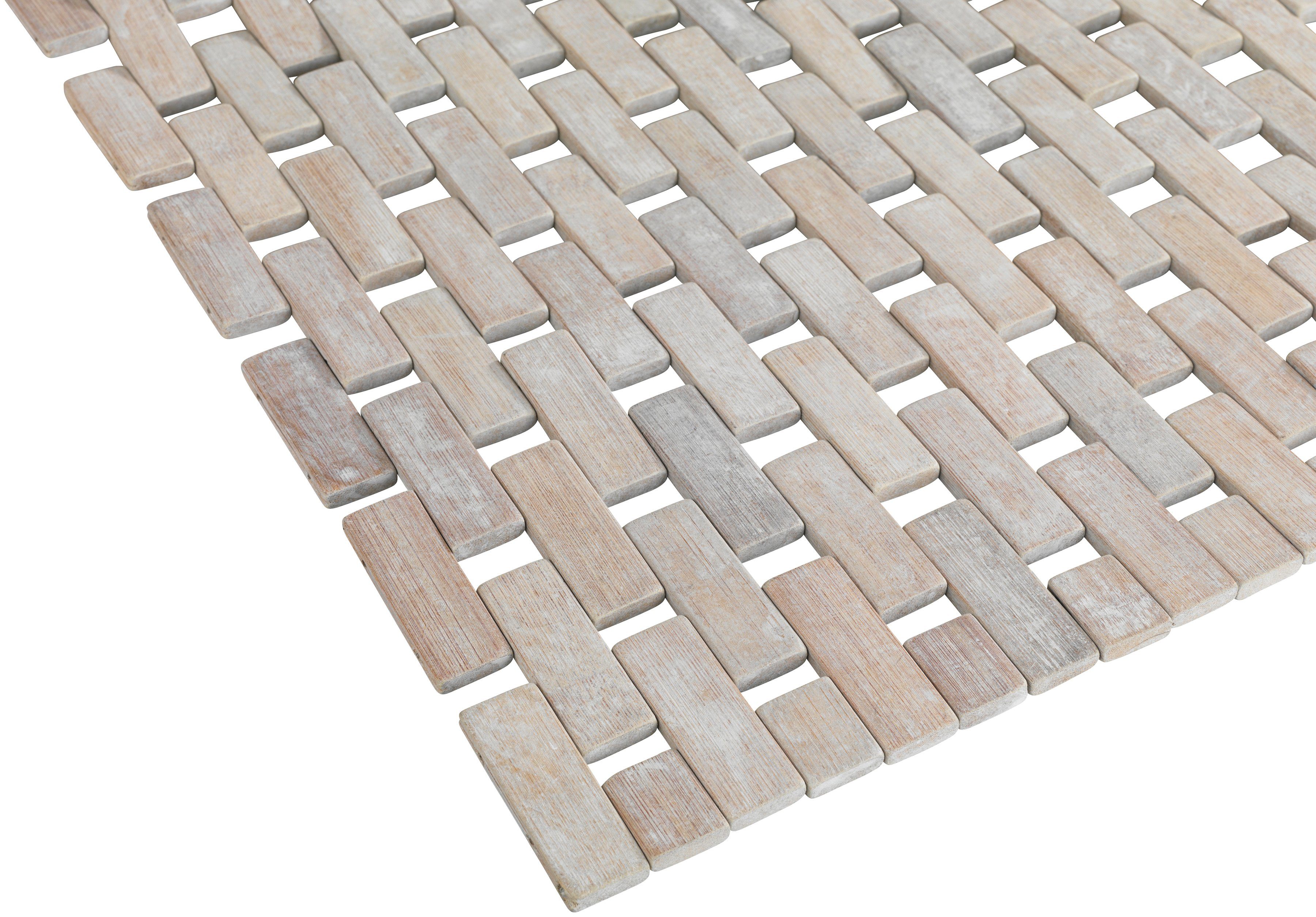 WENKO Badmat Bamboo van bamboe, antislip achterzijde (1 stuk)