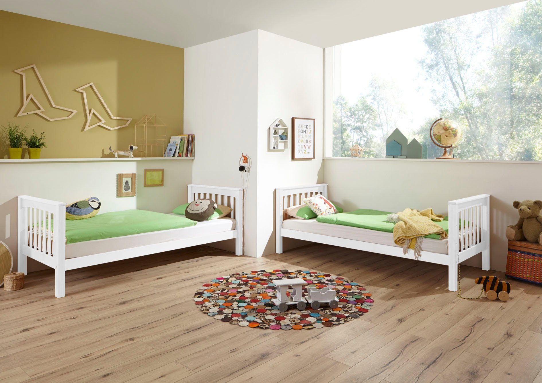 Relita Stapelbed Kick, hoogslaper, bedden ook apart te plaatsen incl. oprolbare lattenbodem en ladder, optioneel met bedlade, beuken