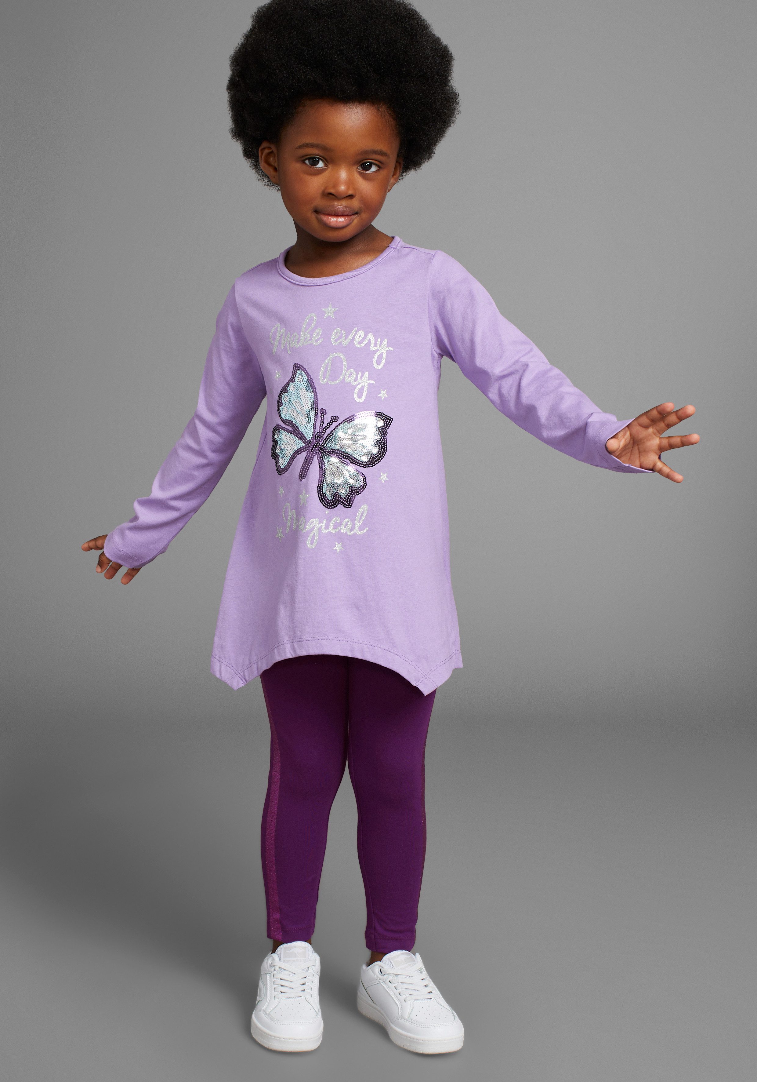 KIDSWORLD Shirt met lange mouwen & legging 2-delig set shirt + leggings met glinsterende details...