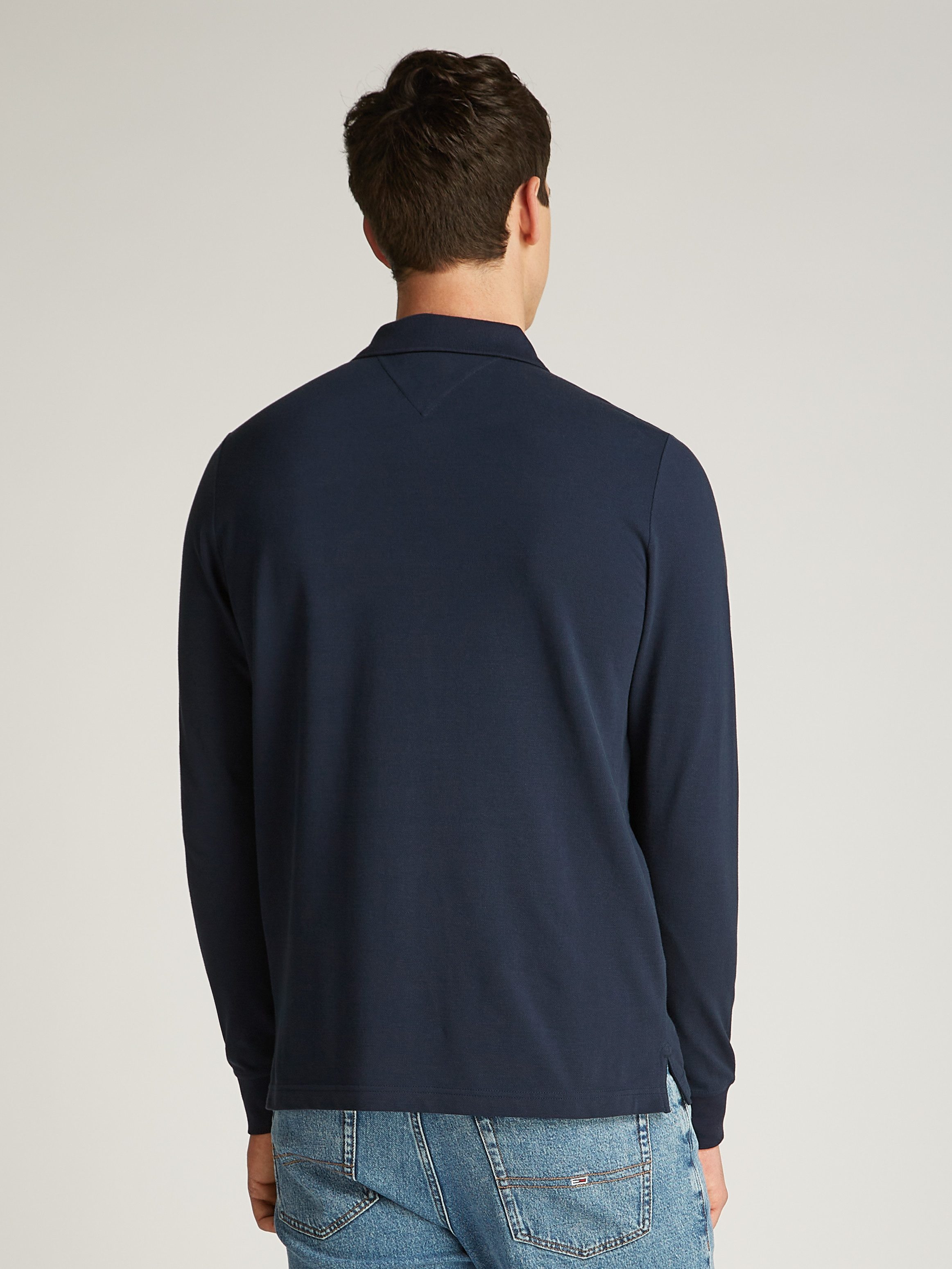 Tommy Jeans Plus Poloshirt met lange mouwen TJM SLIM PLACKET POLO LS EXT in grote maten, logoborduring