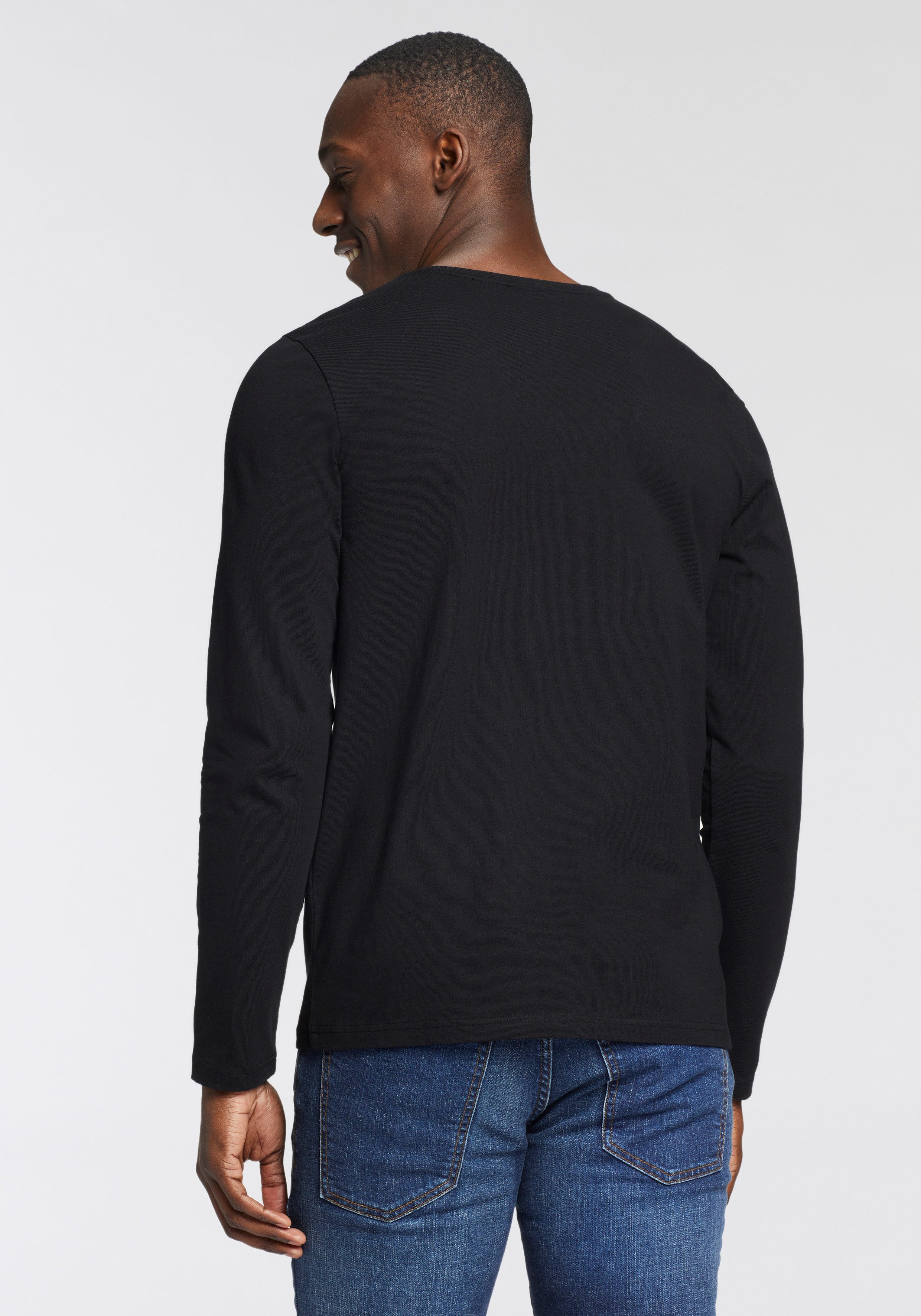 Bruno Banani Shirt met lange mouwen Met borstzak en frontprint