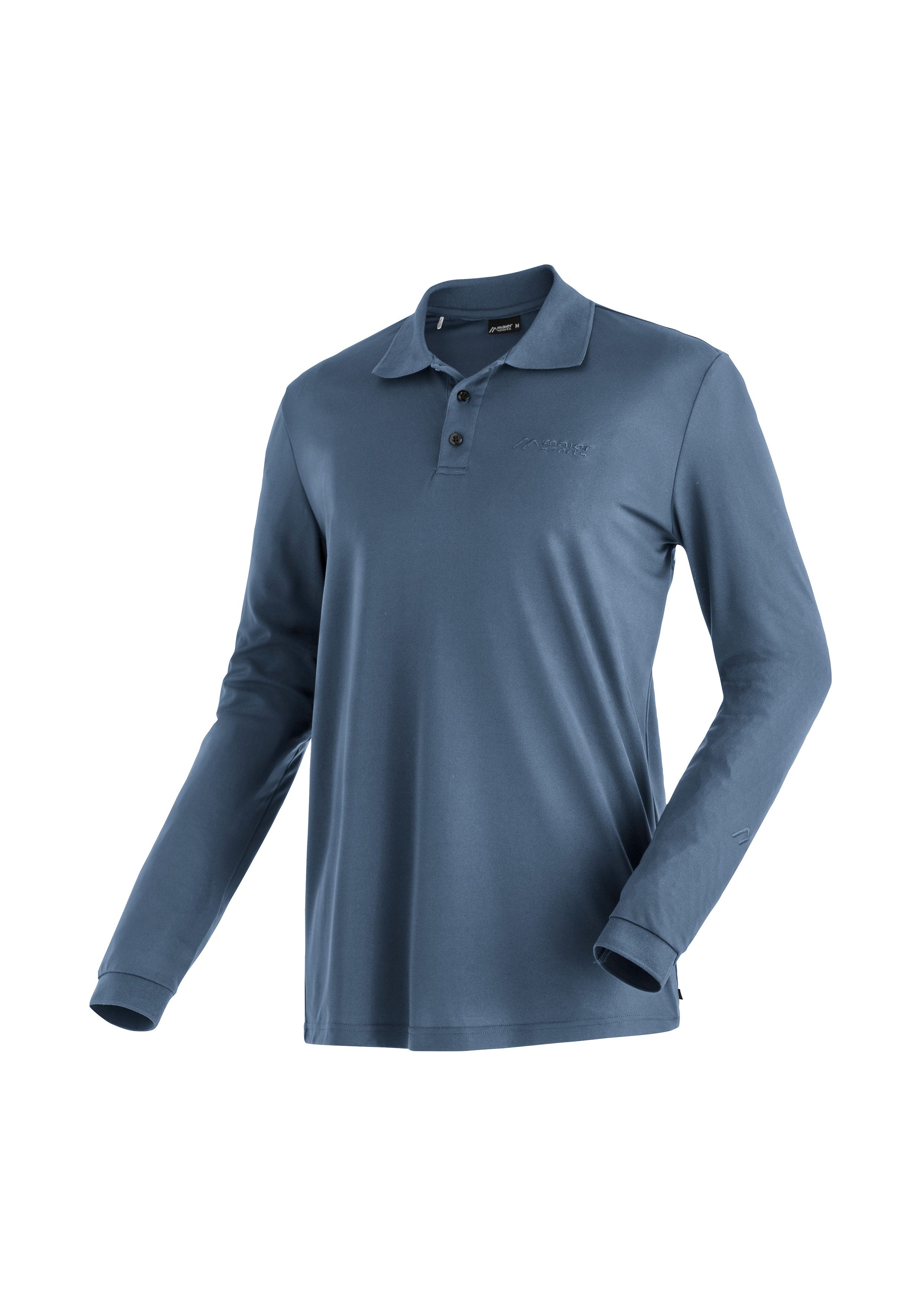 Maier Sports Poloshirt Ulrich L/S Heren functioneel shirt, lange mouw vrijetijdsshirt met overhemdkraag, regular fit heren t-shirts maat XL blauw