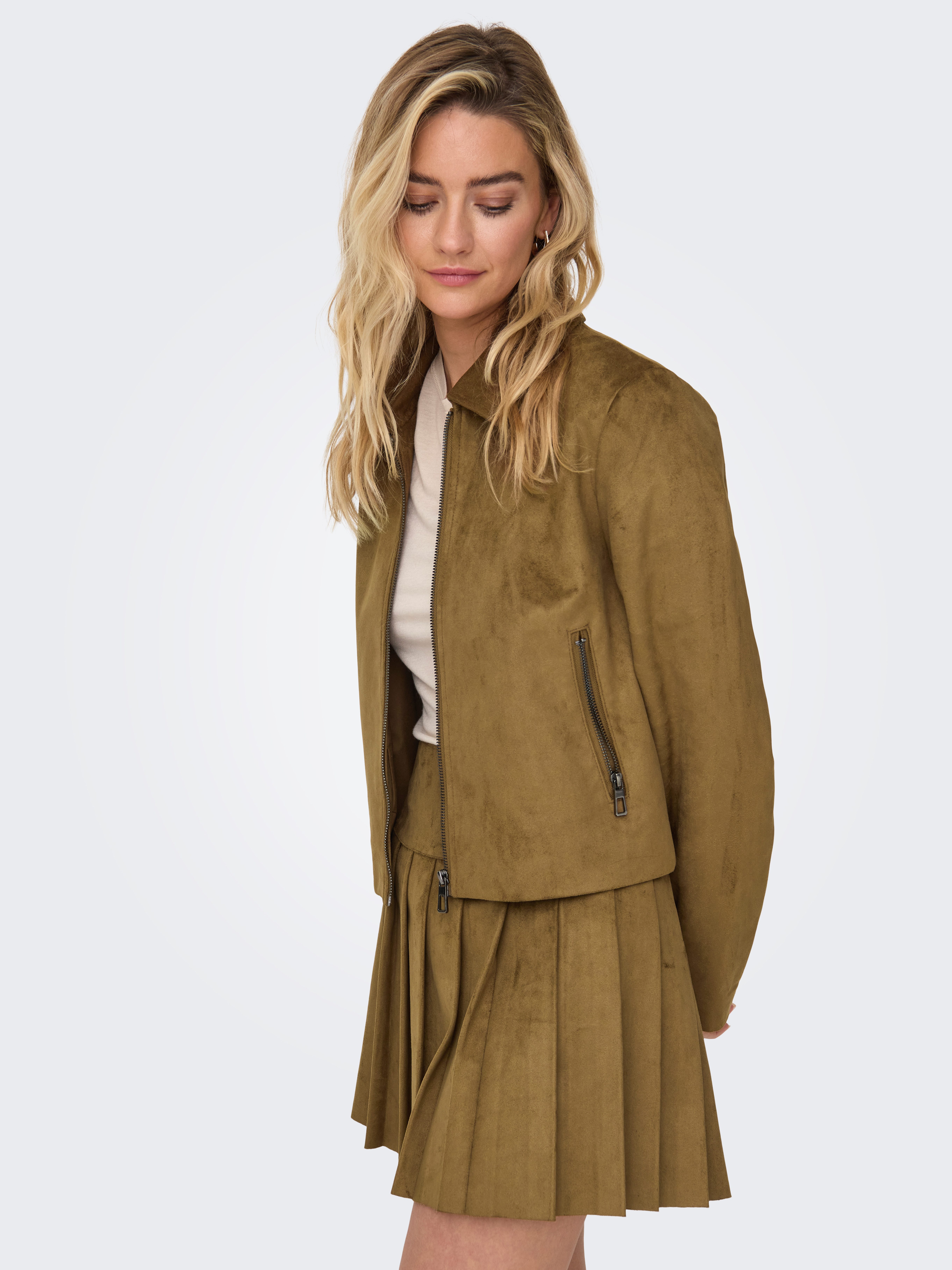 Only Kort jack ONLTULIP FAUX SUEDE ZIP JACKET OTW